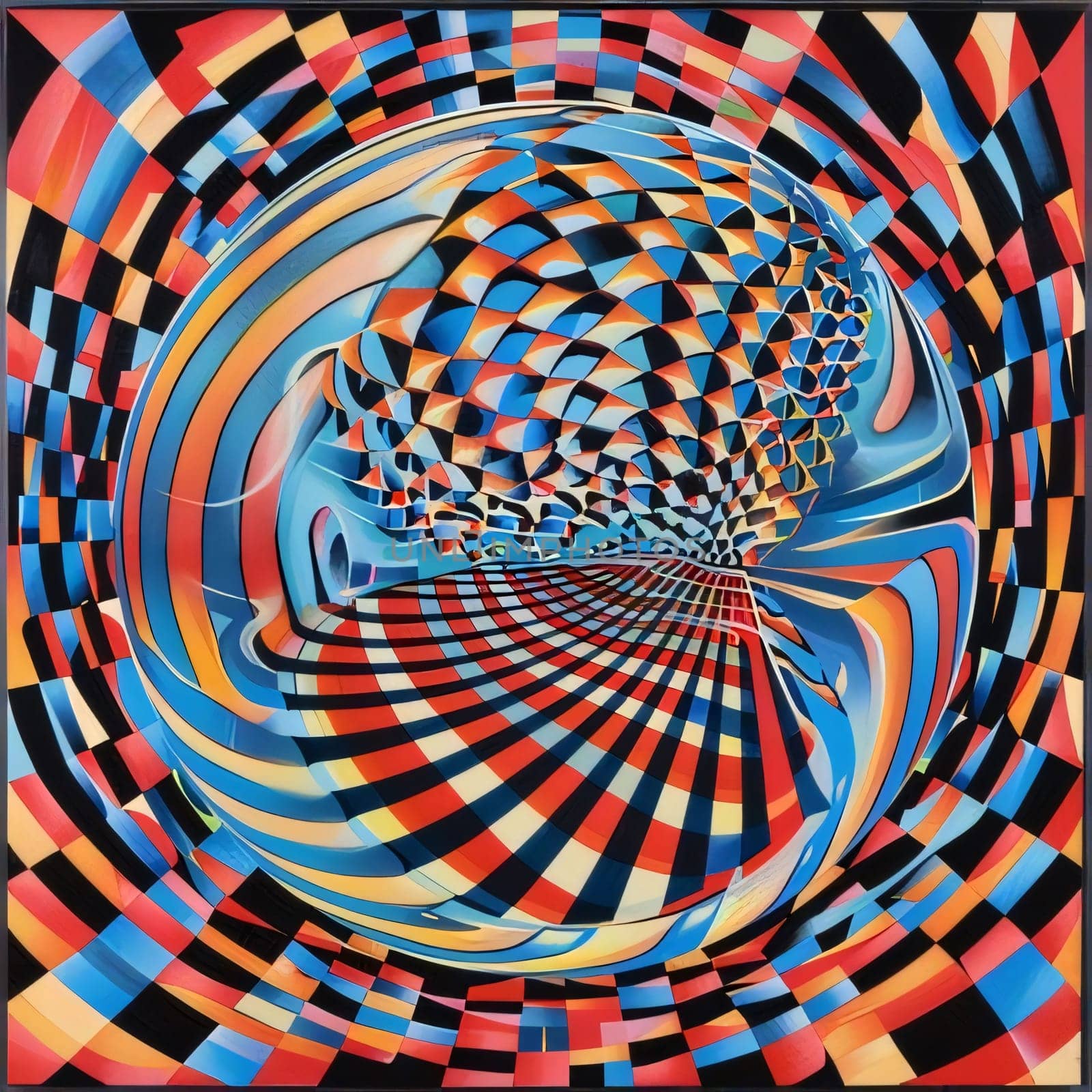 abstract background with blue, red and yellow spirals on black by ThemesS