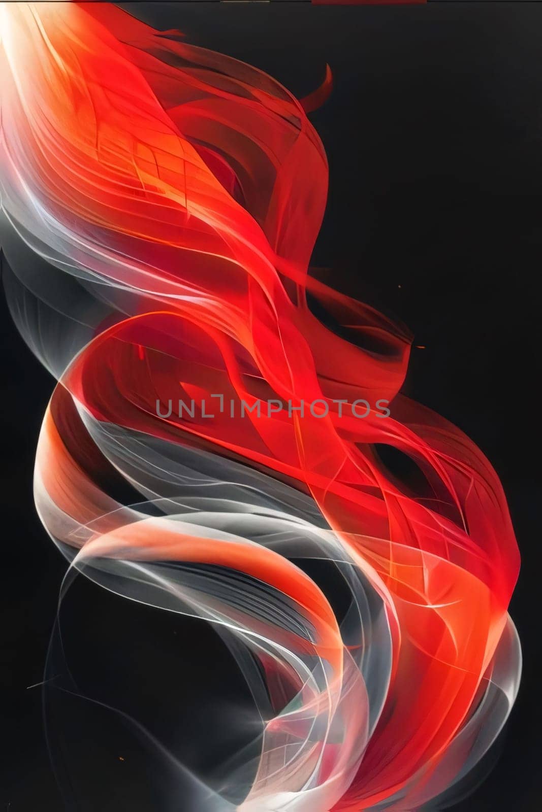Abstract background design: abstract red and white smoke on a black background close-up