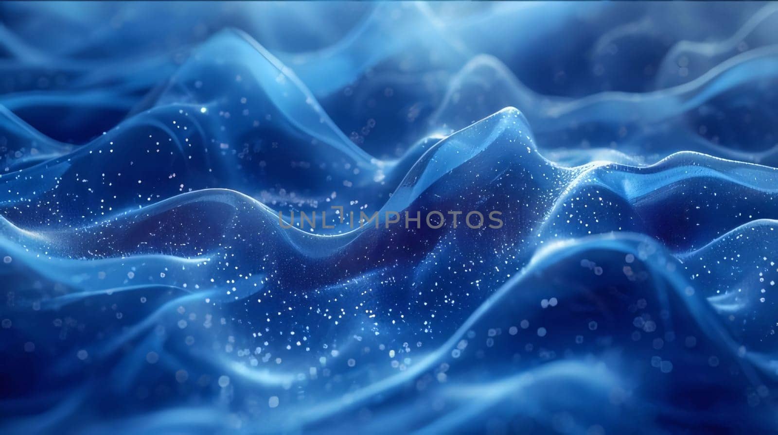 3d rendering of abstract wavy background with glowing particles in empty space by ThemesS