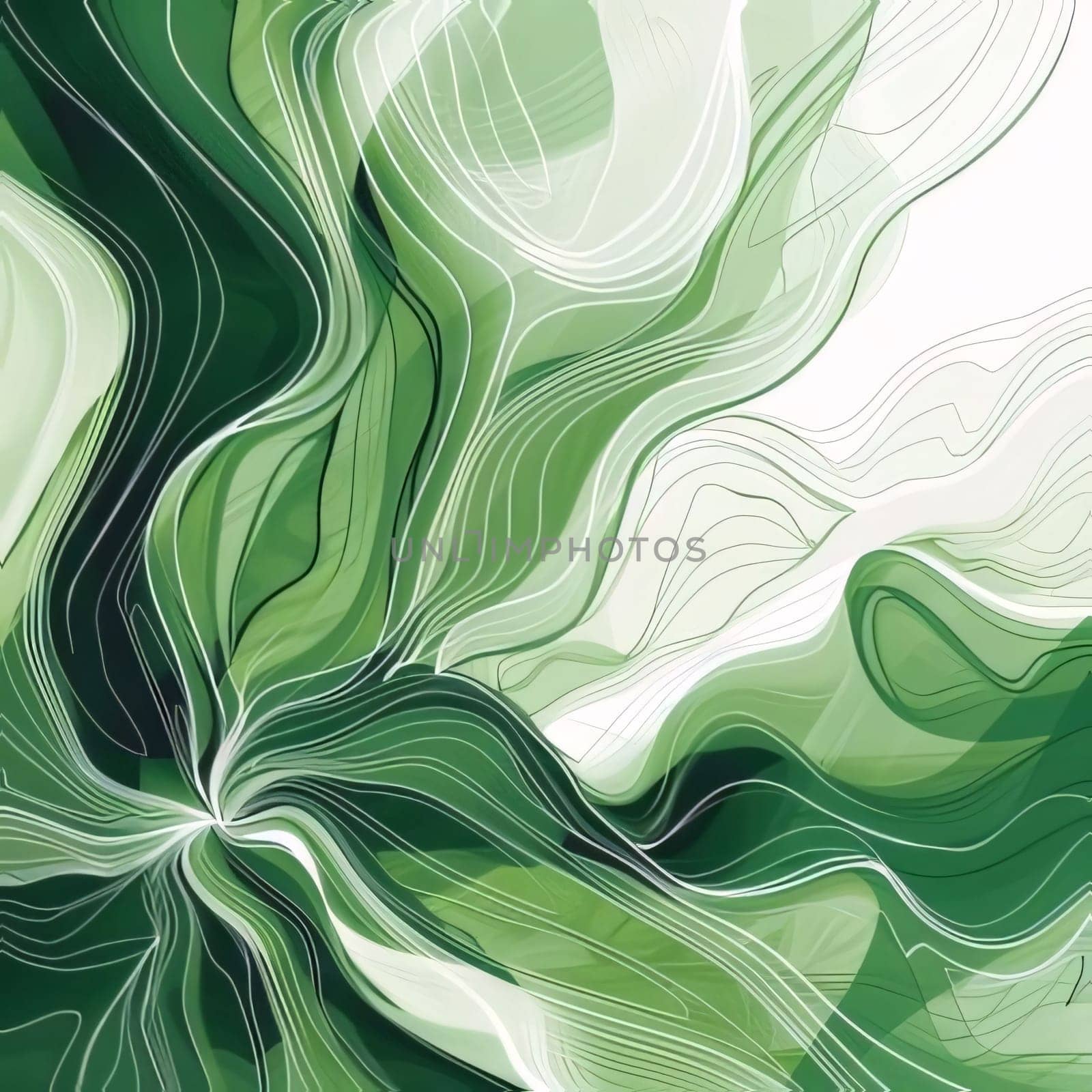 Abstract green background with lines and waves. Vector illustration for your design by ThemesS