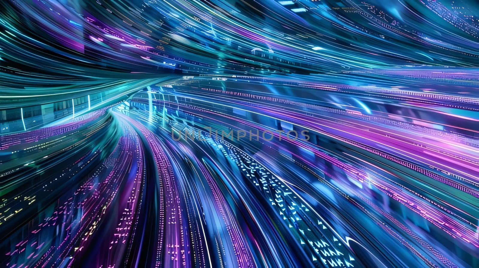 Futuristic technology background with glowing lines and bokeh effect by ThemesS