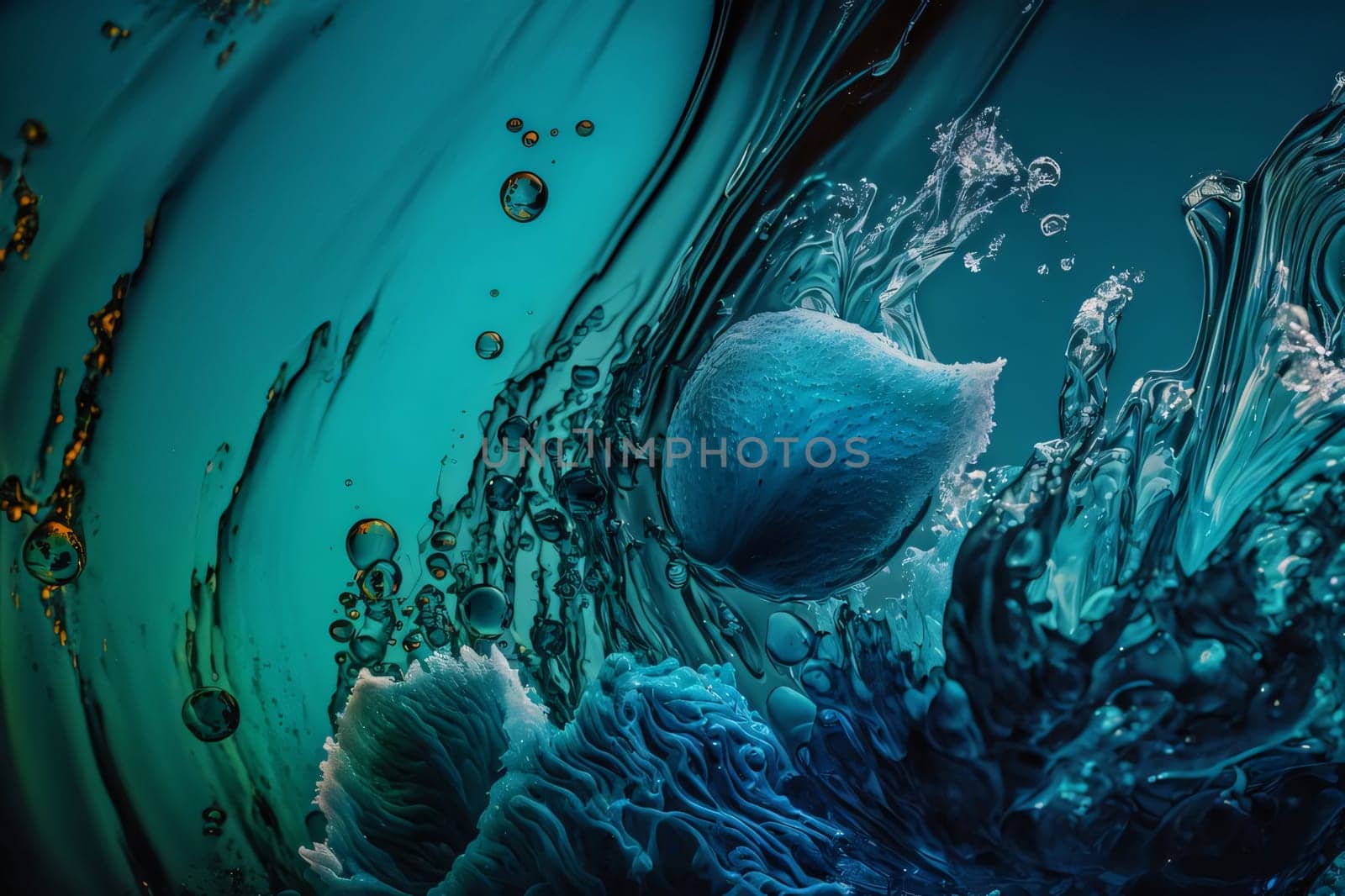 Abstract background design: 3D Illustration of abstract fluid background with colorful blobs and bubbles