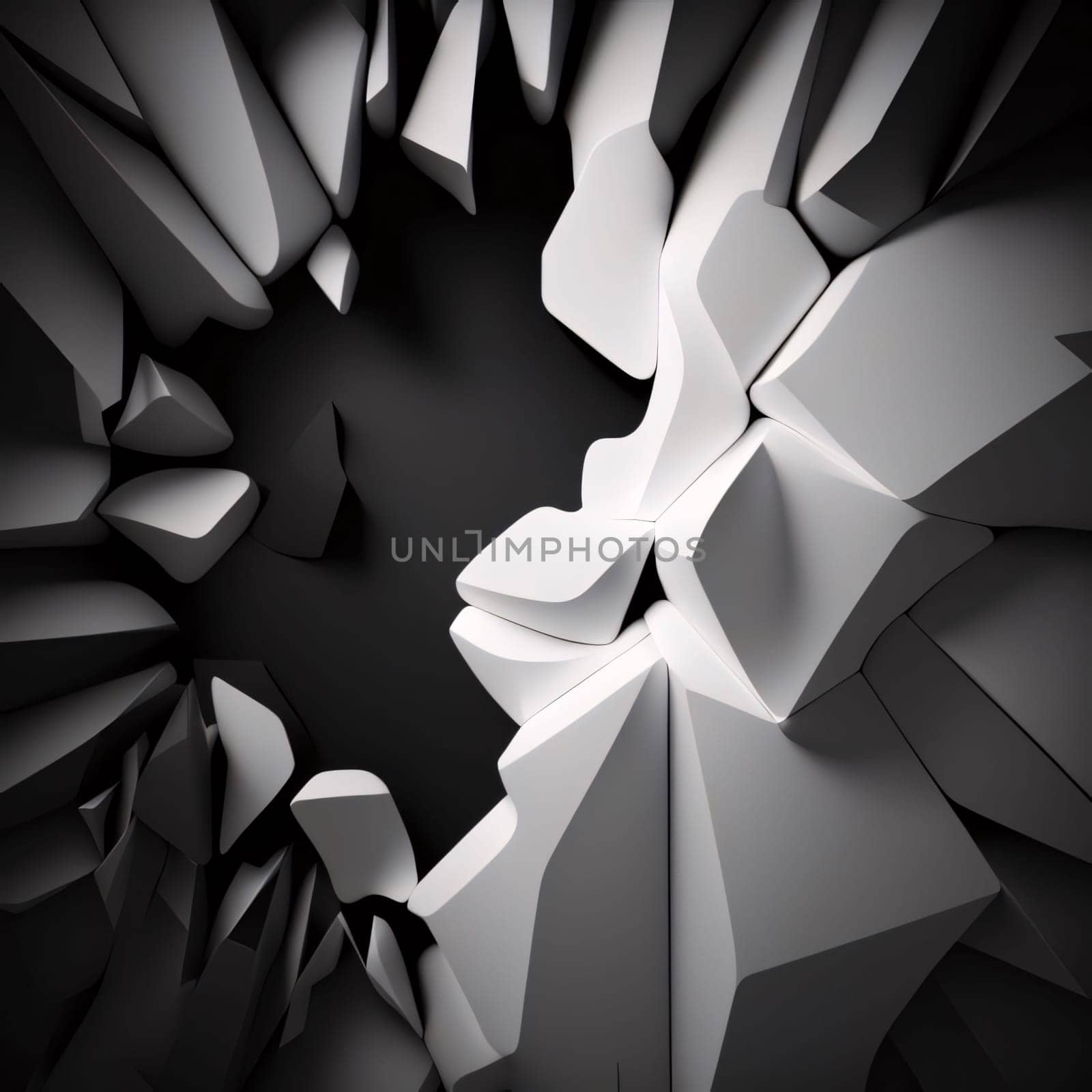 3d render of abstract background with polygonal black and white shapes by ThemesS