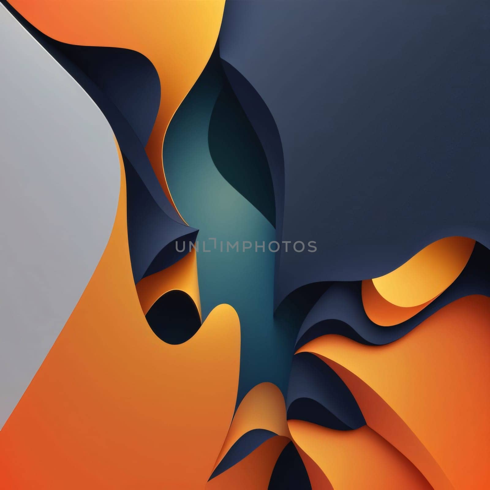 Abstract background with orange and blue wavy layers. Vector illustration. by ThemesS