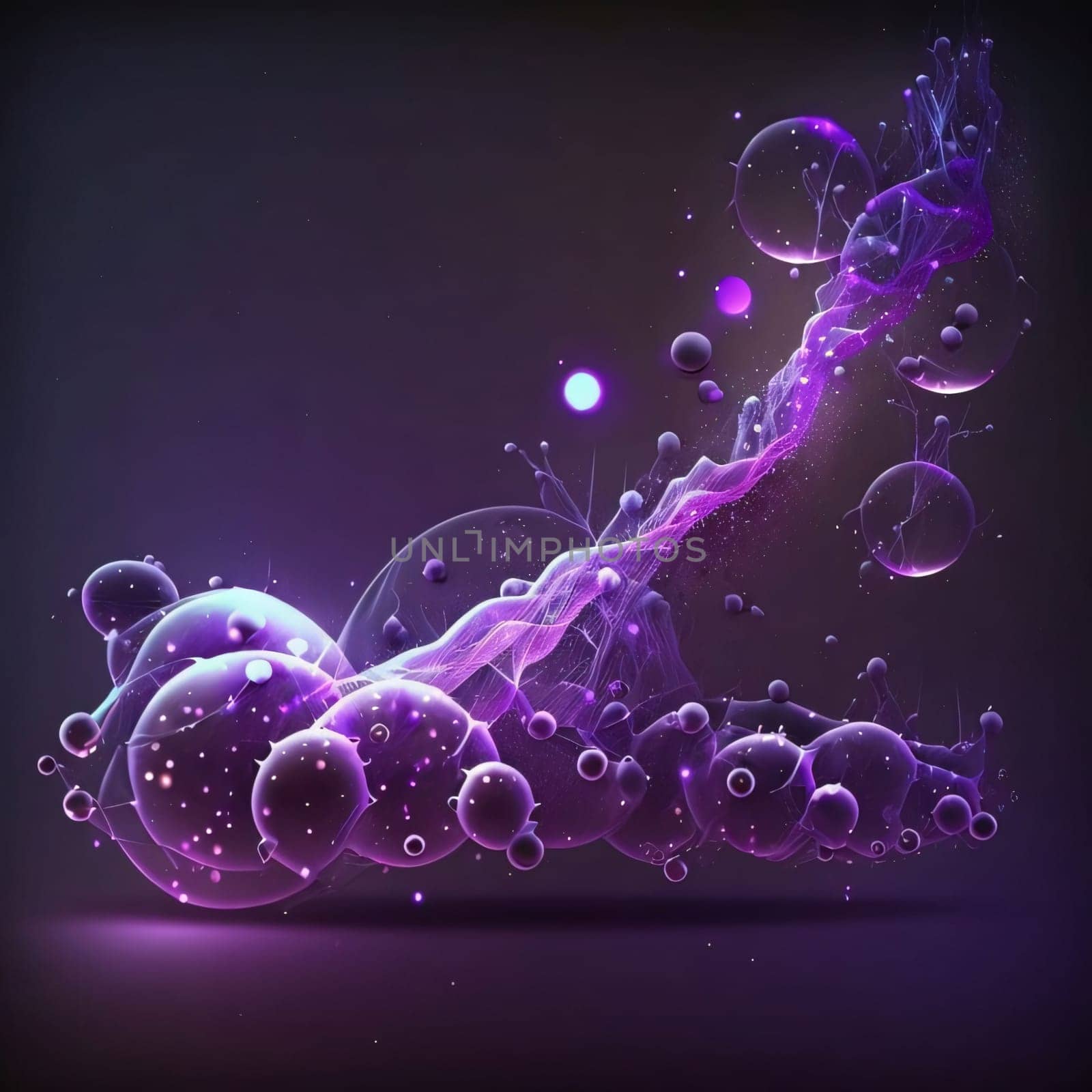 abstract vector background with dynamic waves and bubbles. 3d illustration by ThemesS