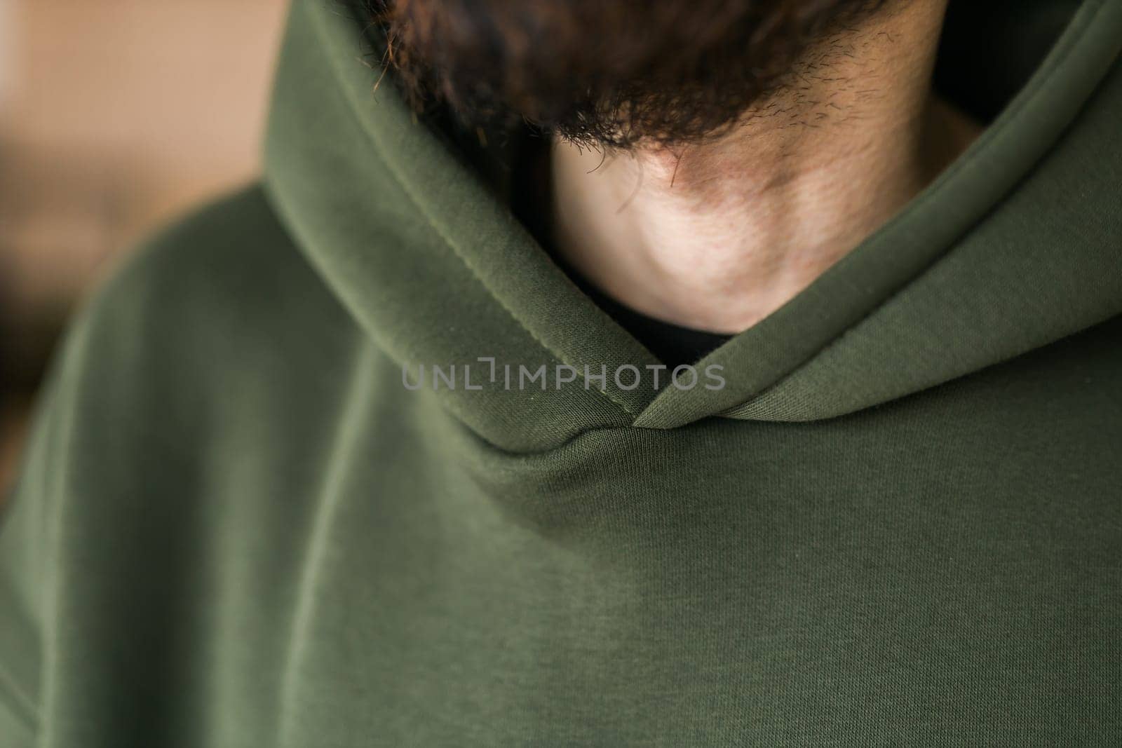 Close-up of cotton sweatshirt fabric texture clothes - design clothes tailoring and youth fashion concept by Satura86