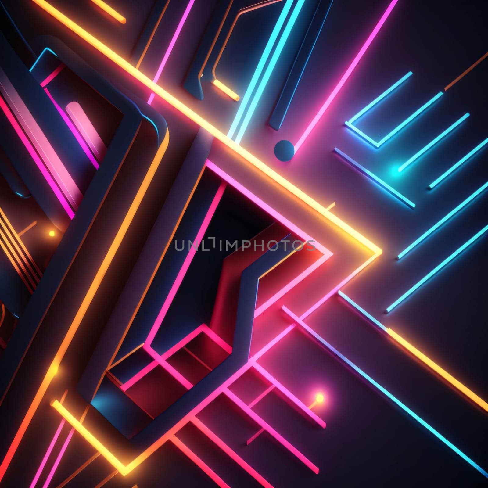 Abstract background with neon light lines. Vector illustration. Eps 10. by ThemesS