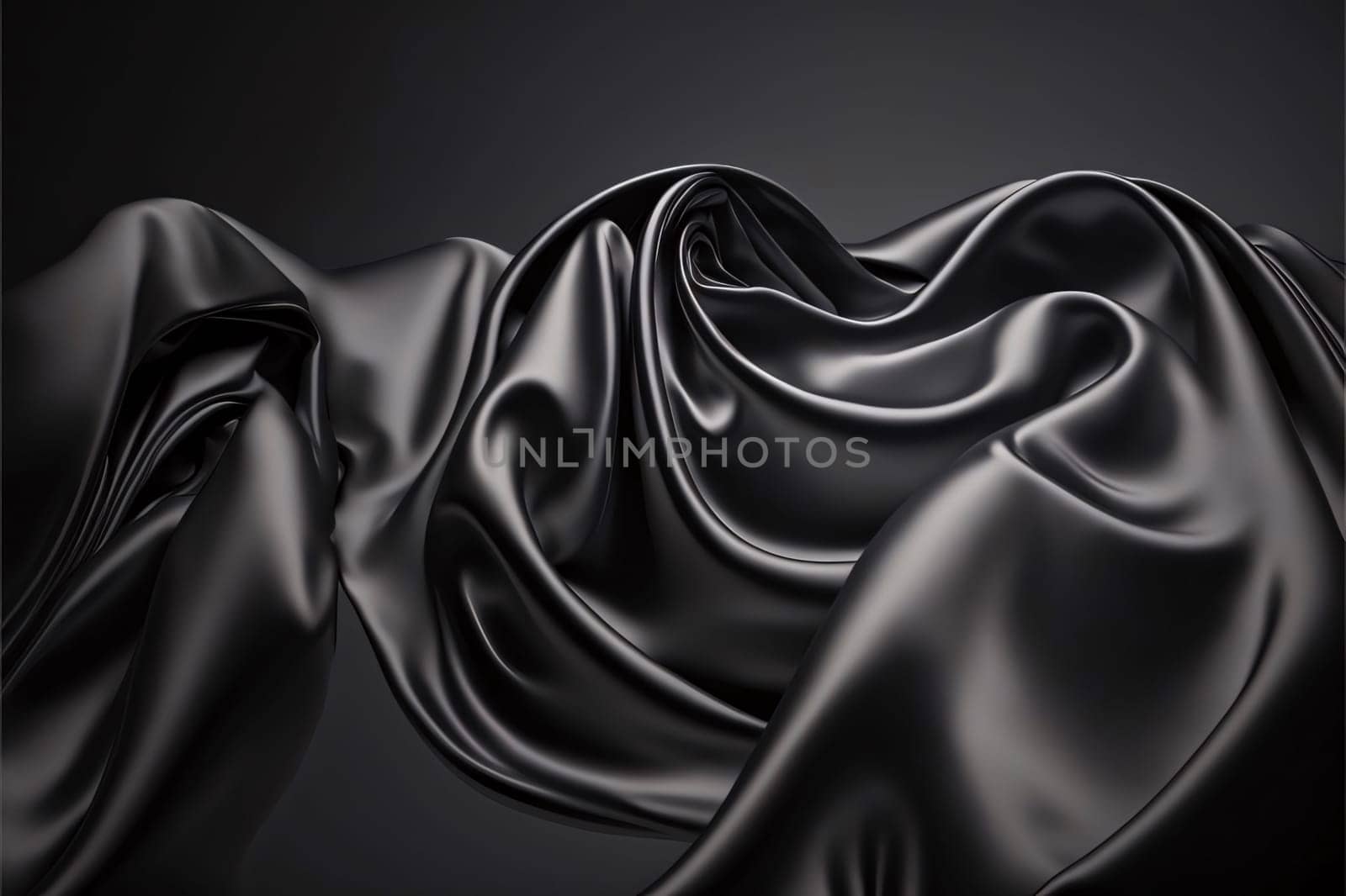 Abstract background design: Black silk drapery. Abstract background. 3d render illustration