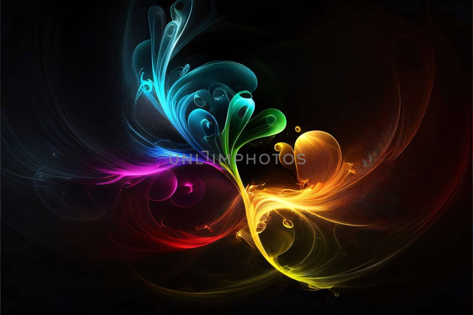 abstract background with colorful fractal flower, computer-generated illustration by ThemesS