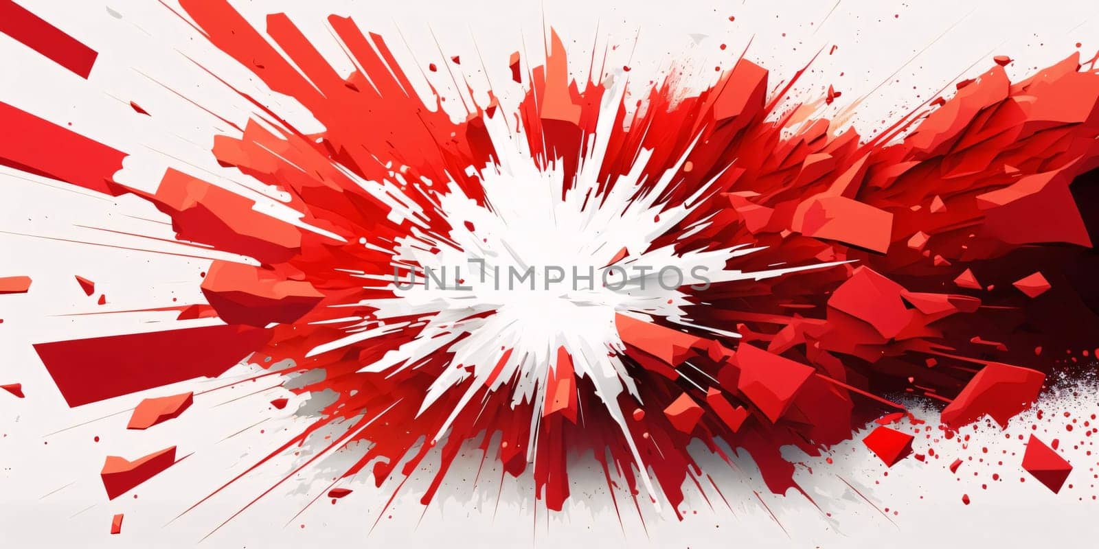 3d rendering of abstract red and white geometric background with explosion effect by ThemesS