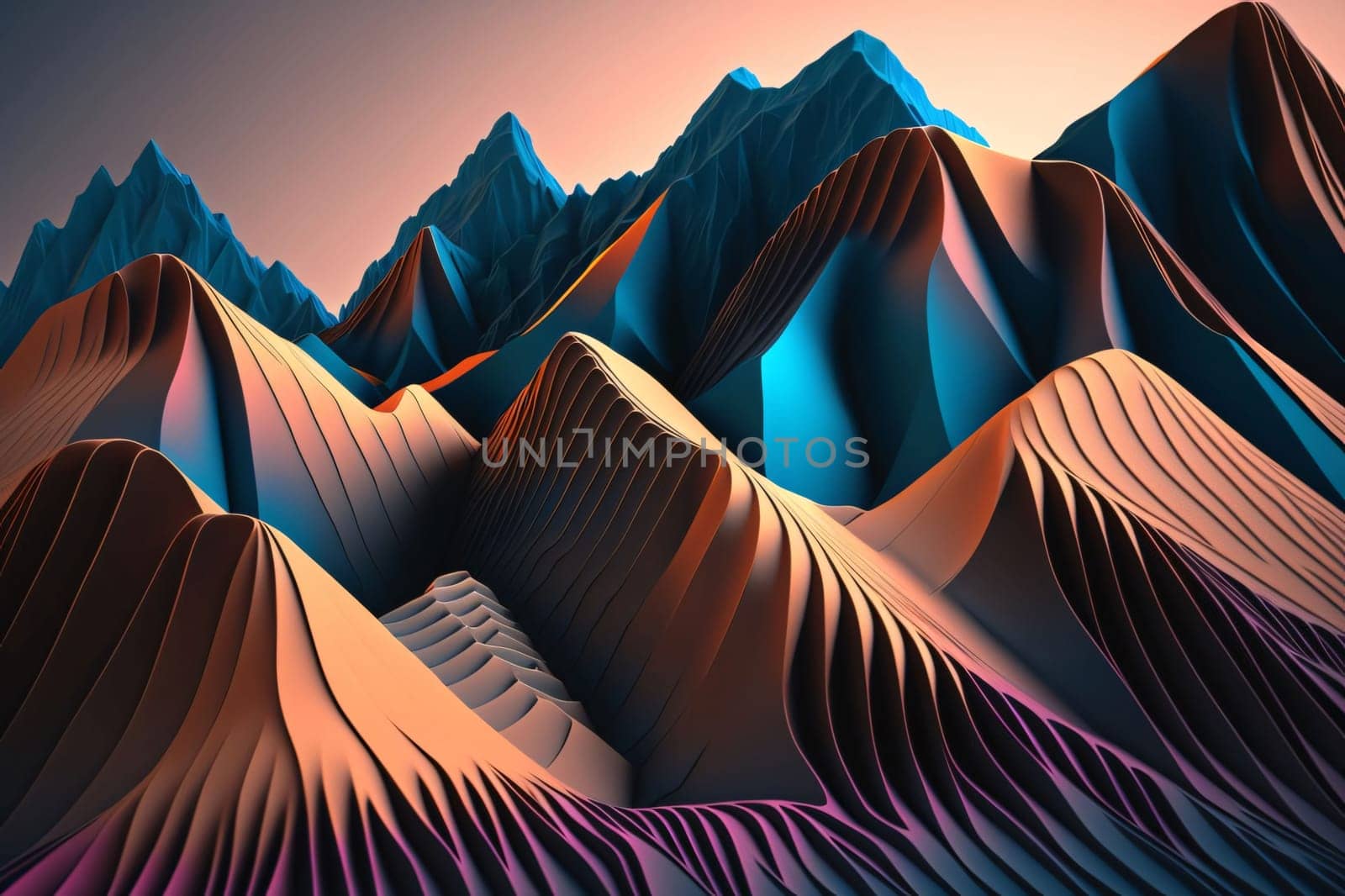 Abstract background of mountains. 3d rendering, 3d illustration. by ThemesS