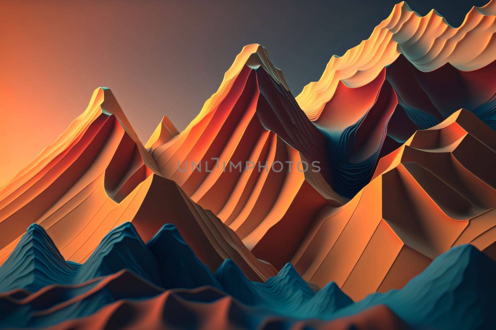 Abstract background of mountains. 3d rendering, 3d illustration. by ThemesS