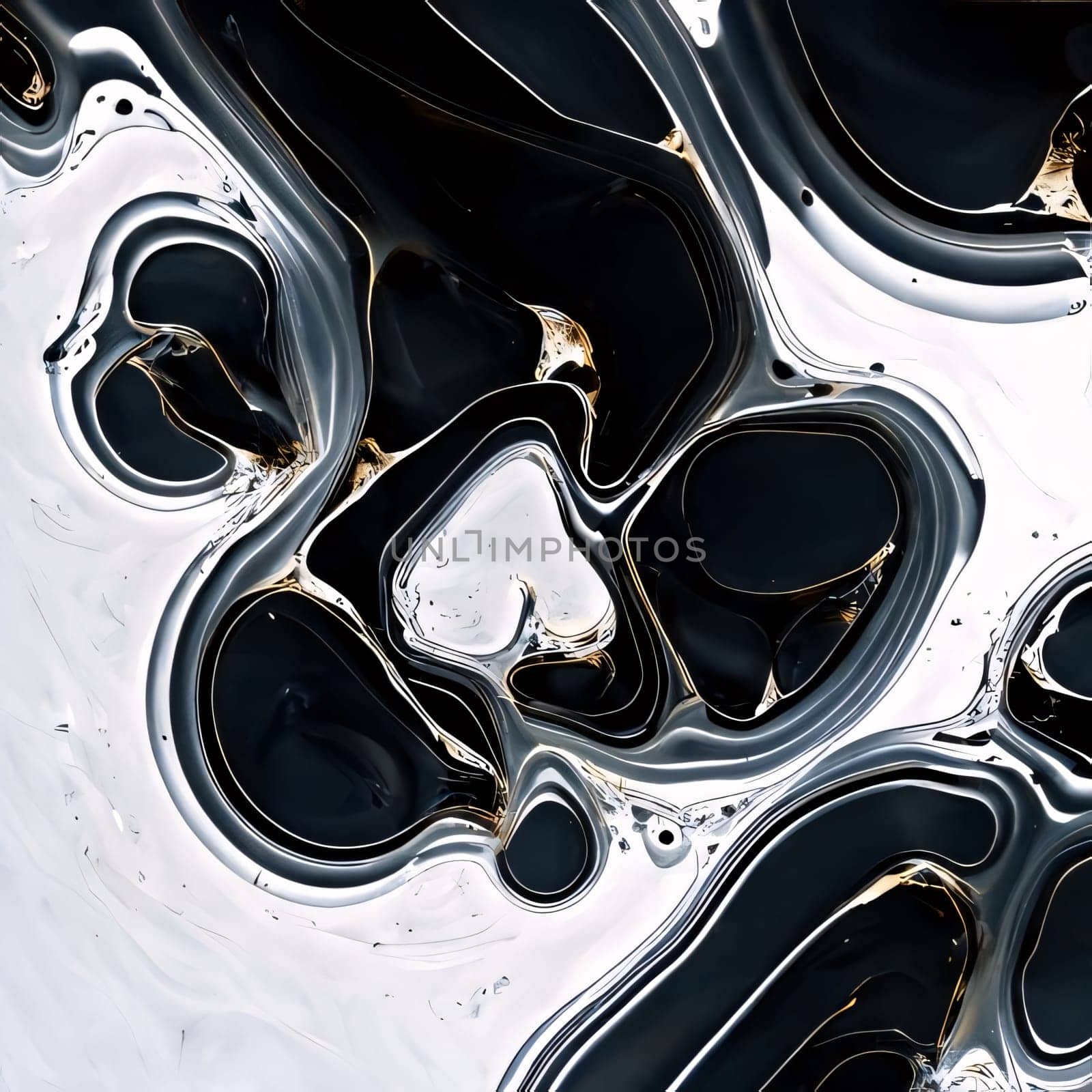 Abstract background design: Abstract background of black and gold paint splashes. Computer generated graphics.