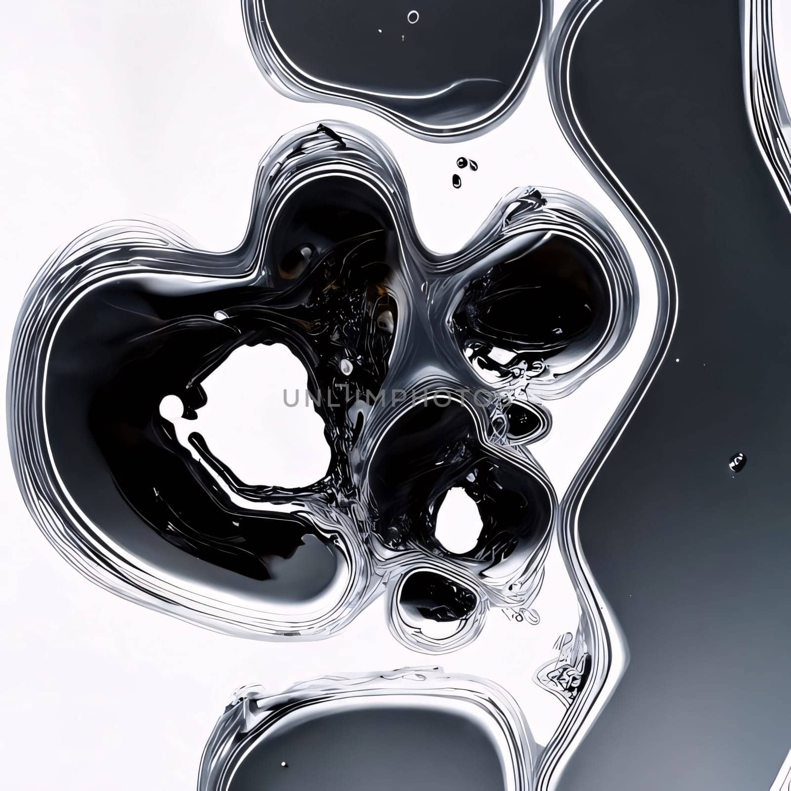 abstract background of black and white oil drops in water close up by ThemesS