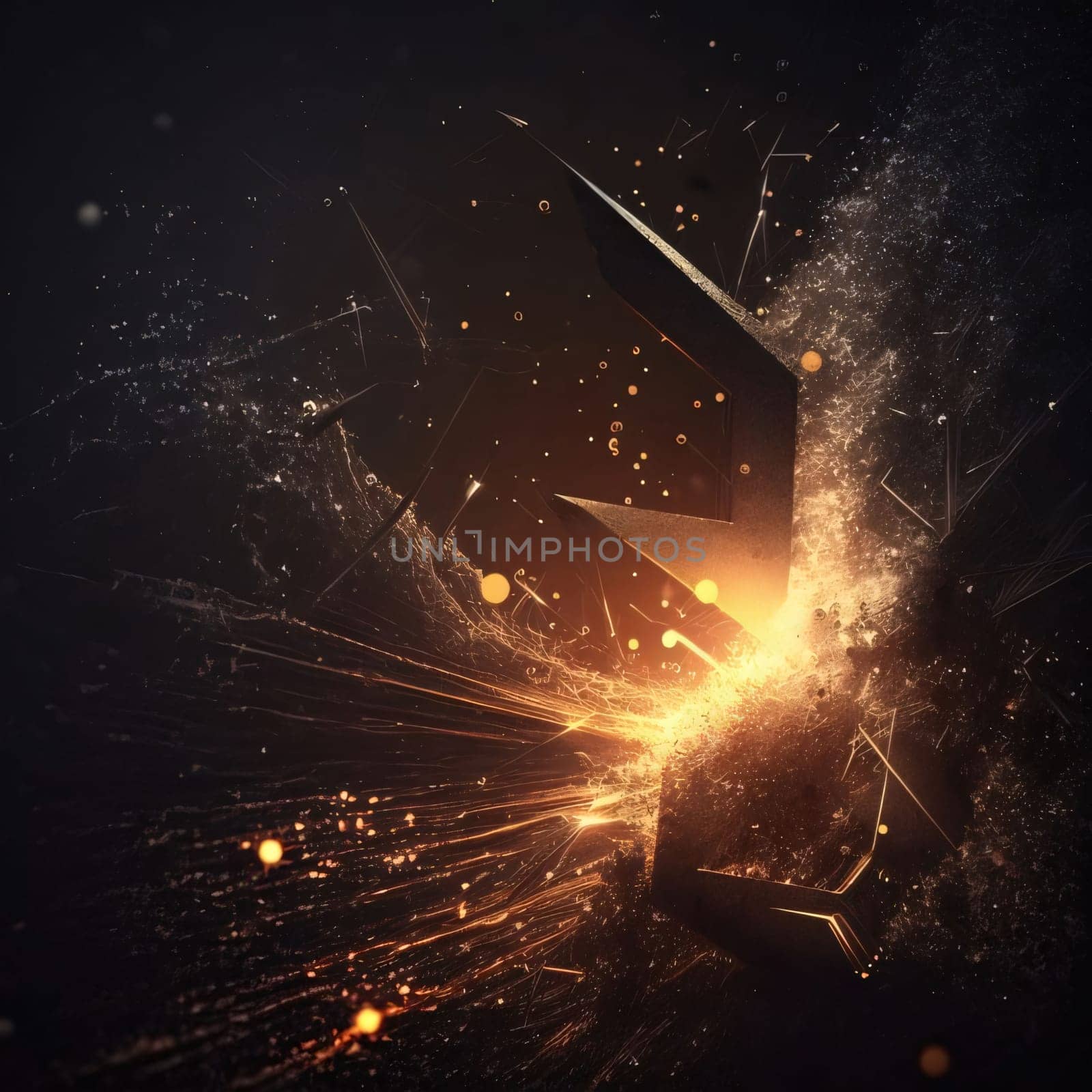 Abstract background design: Metal welder with sparks flying in different directions. 3d rendering