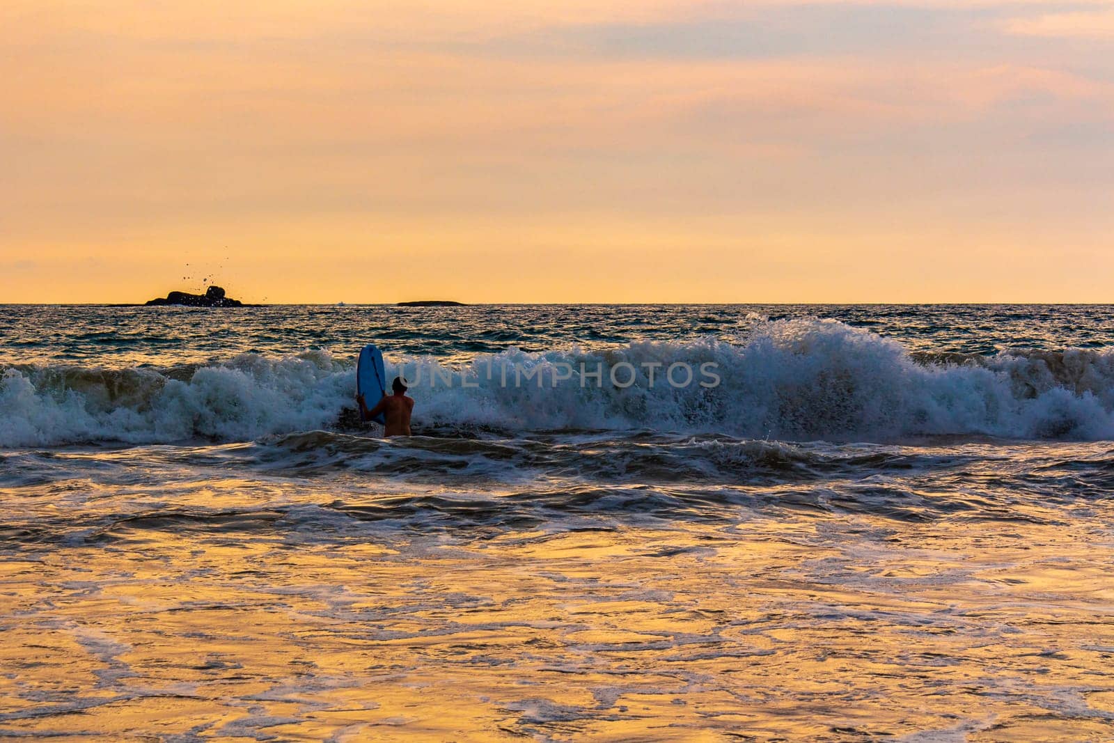 Beautiful landscape panorama strong waves Bentota Beach on Sri Lanka. by Arkadij