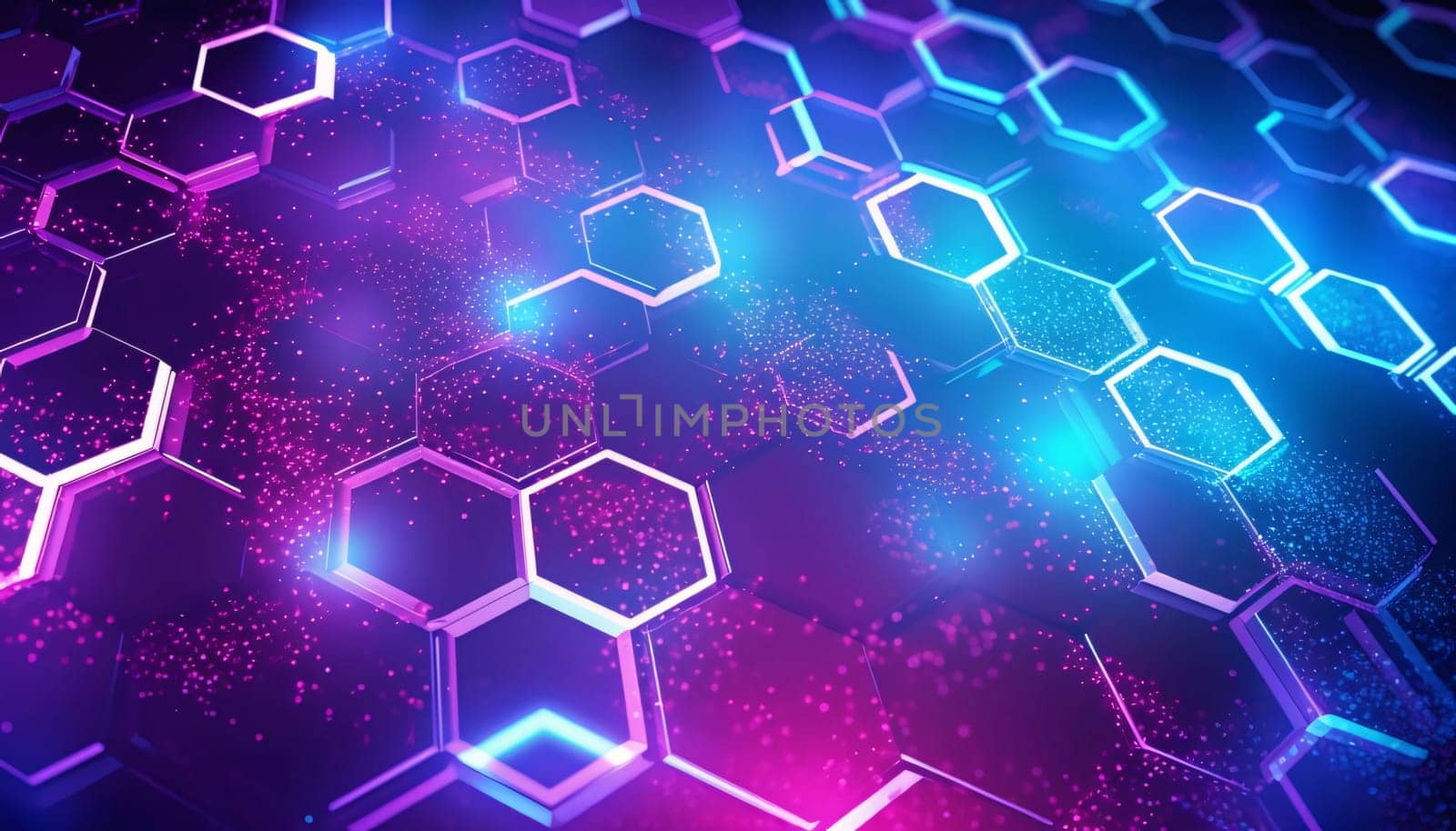 Abstract technology background with hexagons. 3d rendering, 3d illustration. by ThemesS