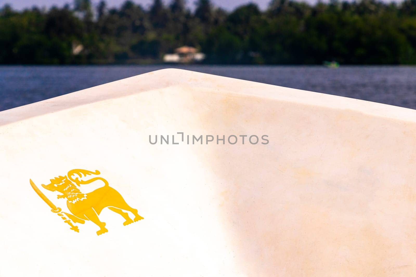 Boat safari trip through mangrove jungle forest in Bentota Ganga River Lake in Bentota Beach Galle District Southern Province Sri Lanka.