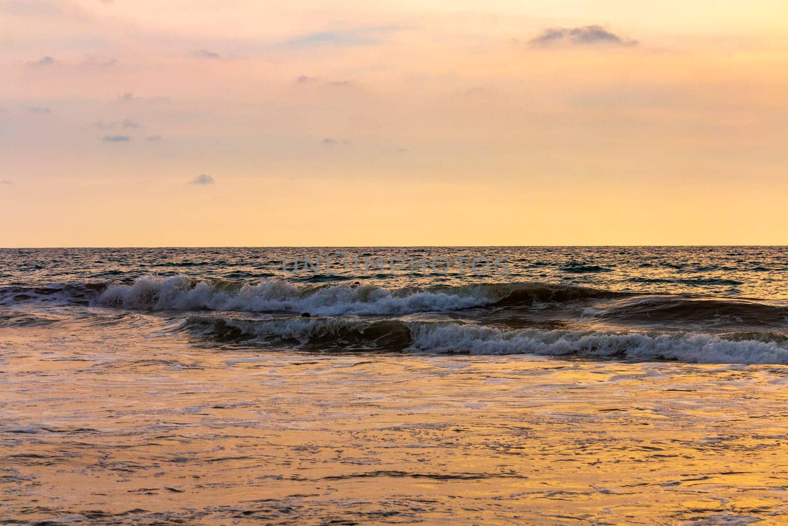 Beautiful landscape panorama strong waves Bentota Beach on Sri Lanka. by Arkadij