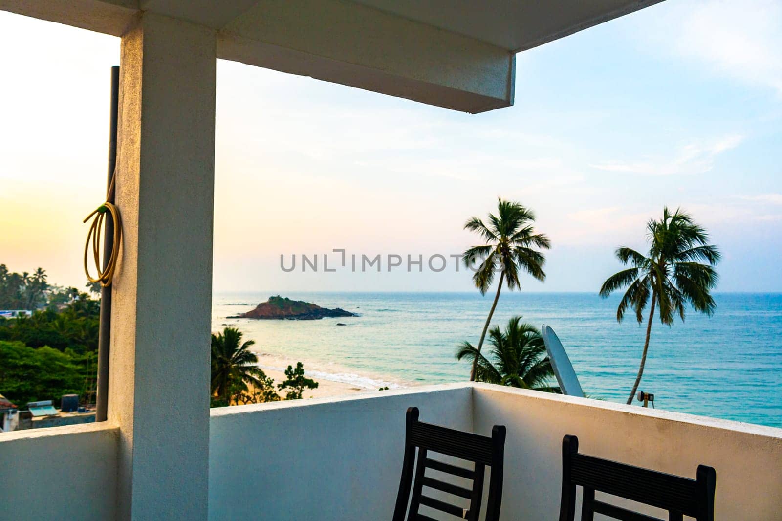 Beautiful paradise tropical beach waves palms Mirissa Beach Sri Lanka. by Arkadij