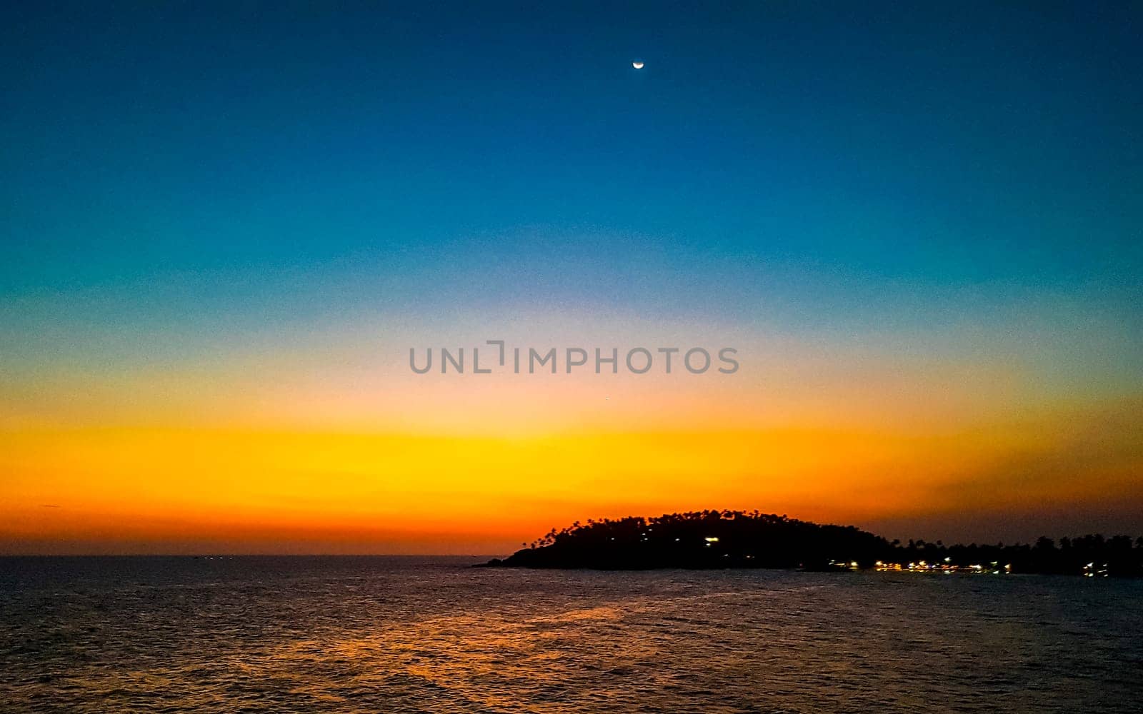 Beautiful colorful sunset on the beach in Mirissa Beach Matara District Southern Province Sri Lanka.