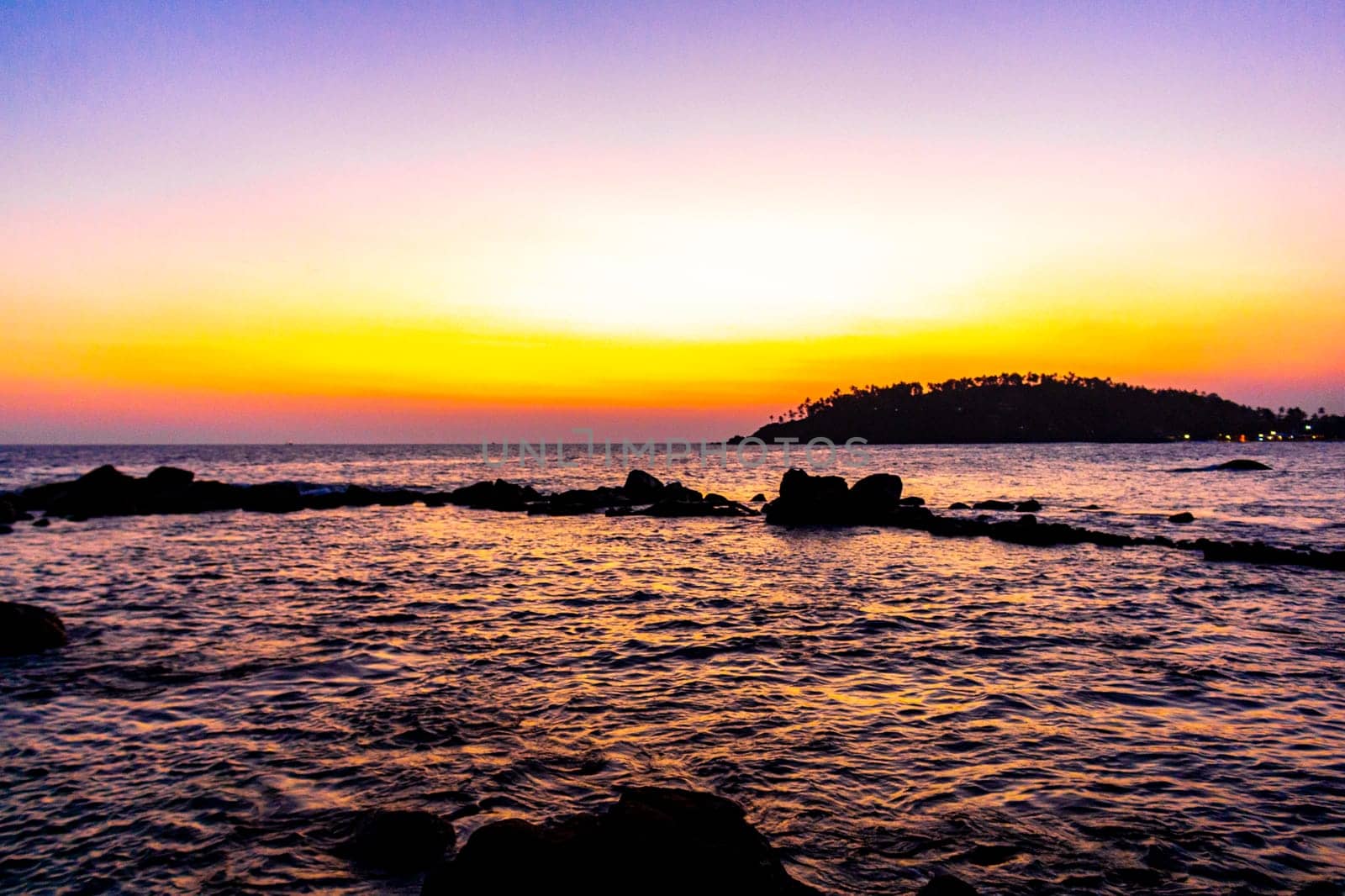 Beautiful paradise tropical beach waves sunset Mirissa Beach Sri Lanka. by Arkadij