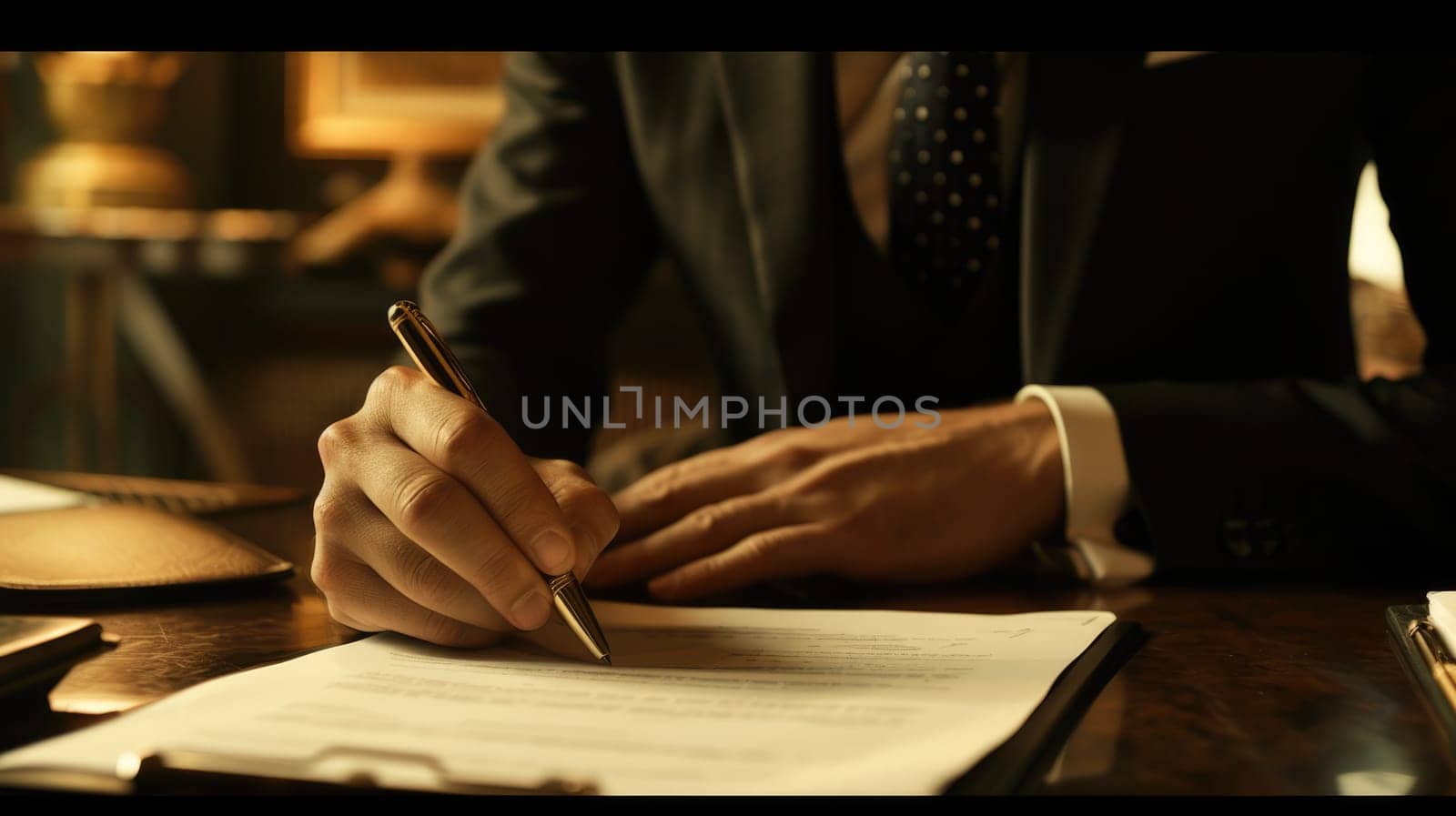 Close up of smart business people hands writing a paper about financial plan. Professional project manager planning marketing strategy while taking a note at meeting table. Business concept. AIG42.
