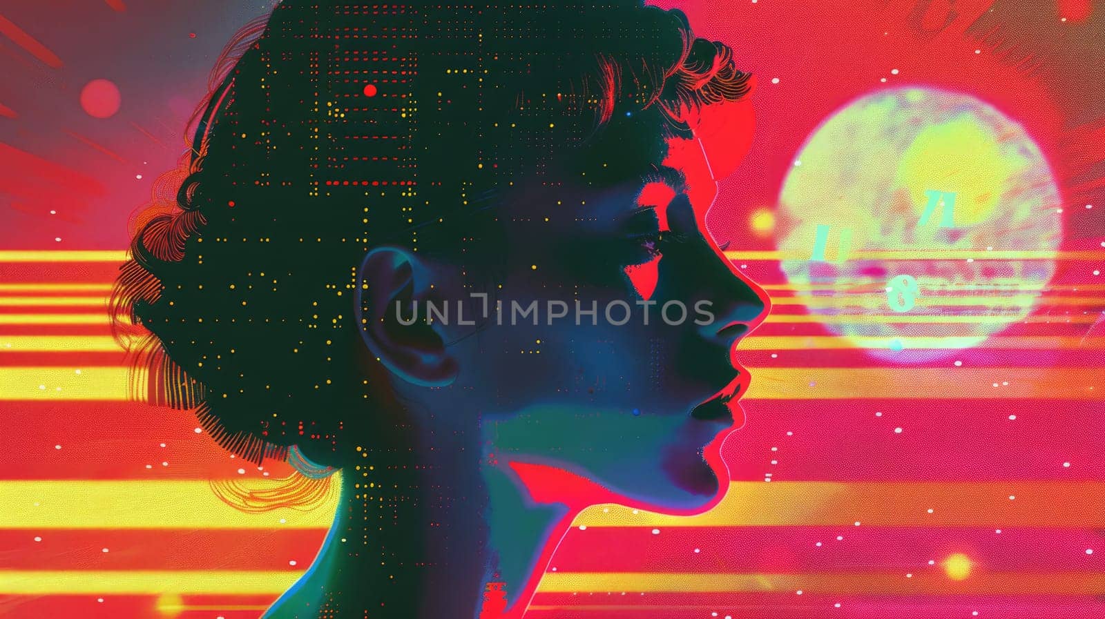 Portrait of a woman in retrofuturistic style AIG51A.