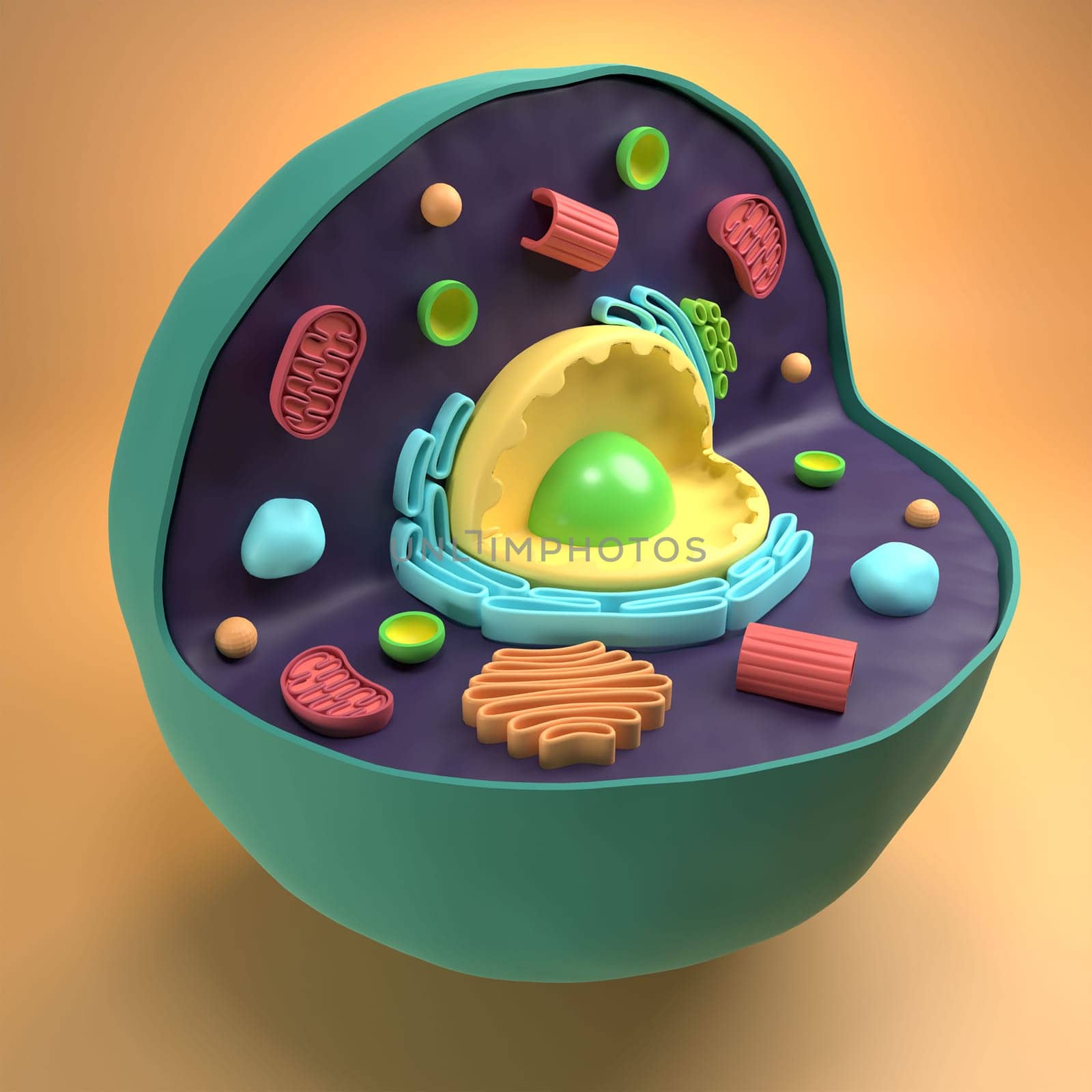High resolution stylized 3D animal cell ideal for education and design.
