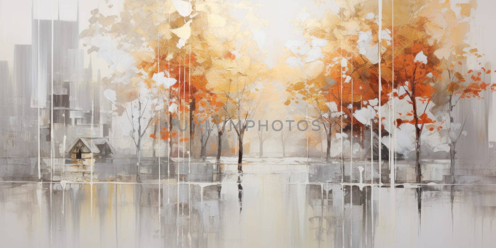 The abstract picture of the gold, orange colour that has been painted or splashed on the white blank background wallpaper to form the random shape that cannot be describe yet still beautiful. AIGX01.
