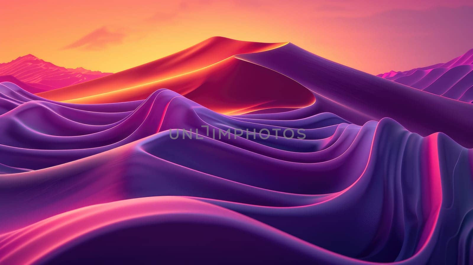 A painting of purple sand dunes at sunset in an alien world AIG51A.