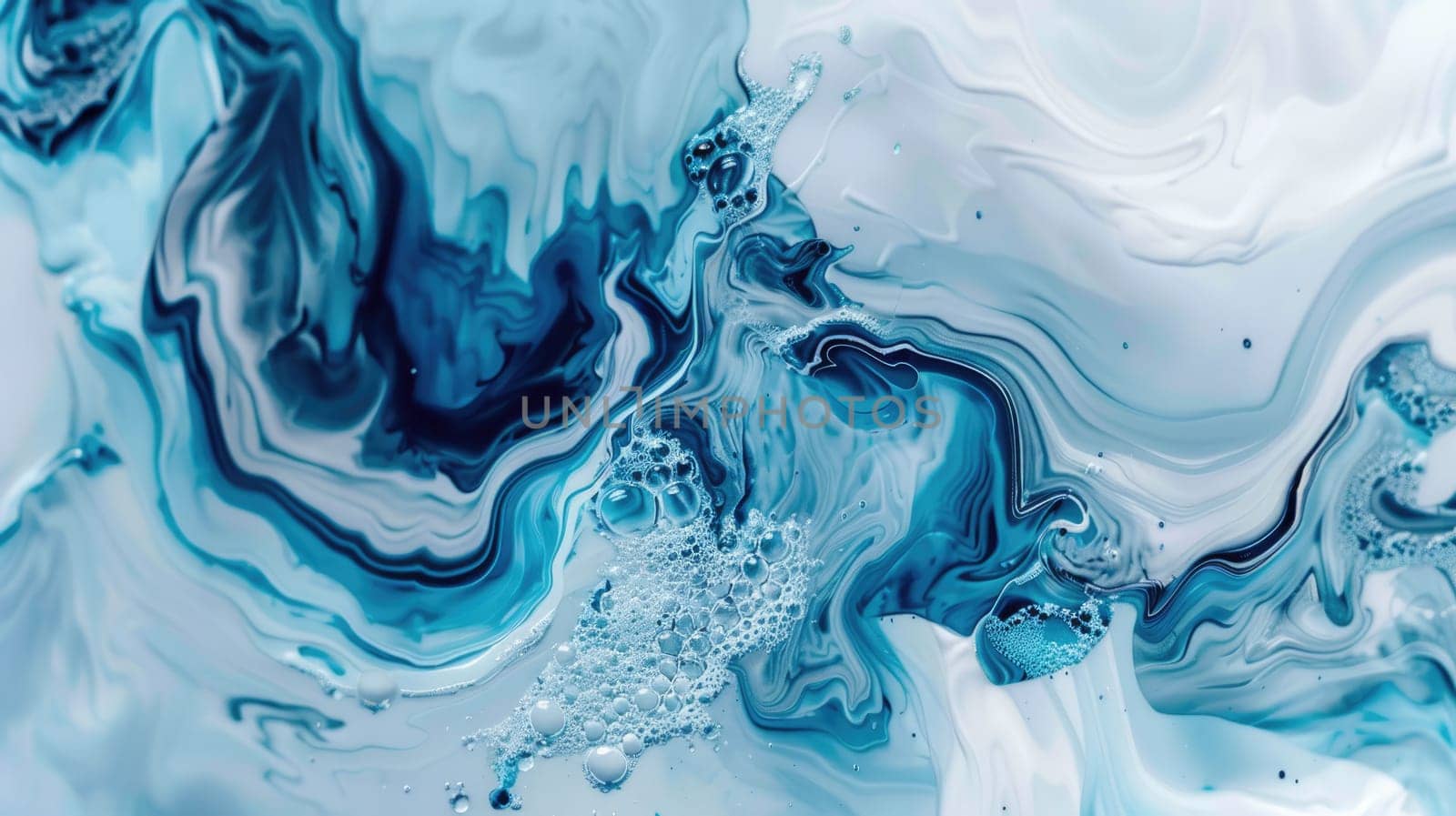 An artistic closeup capturing the moment of electric blue liquid splashing onto a white surface, creating a mesmerizing pattern like wind waves on water AIG50
