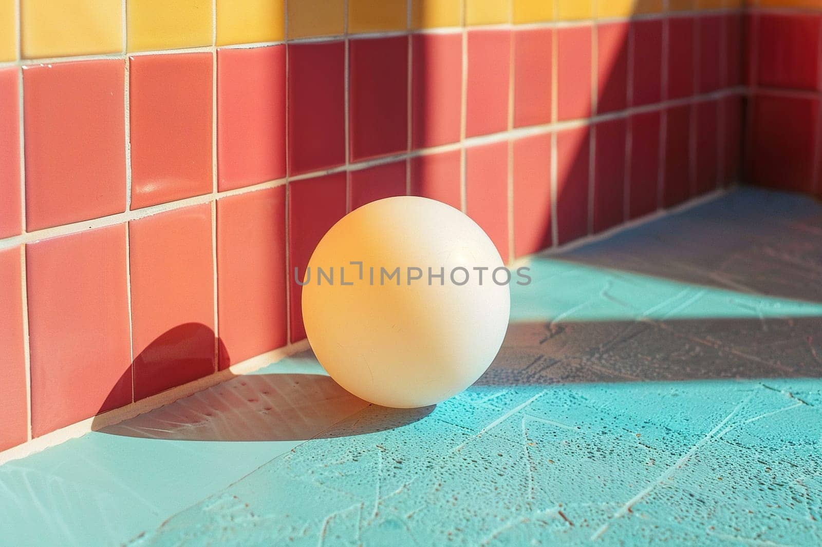 White ball for table tennis and ping pong on a background of a grid.