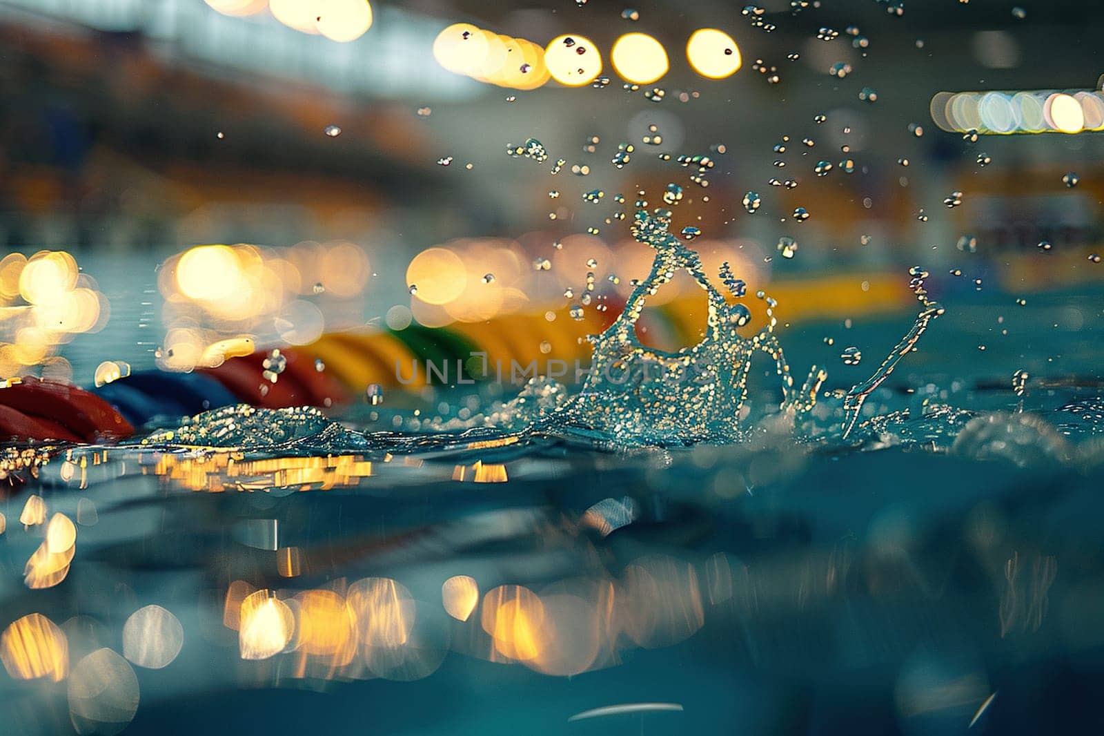 Close-up of water splashing in a sports pool. Generated by artificial intelligence by Vovmar