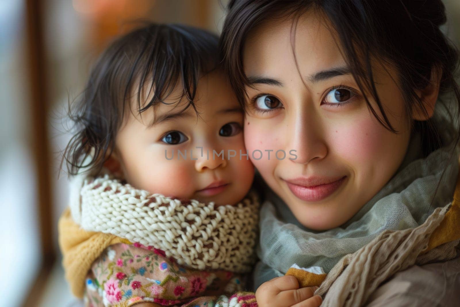 asian woman and her toddler. ai generated