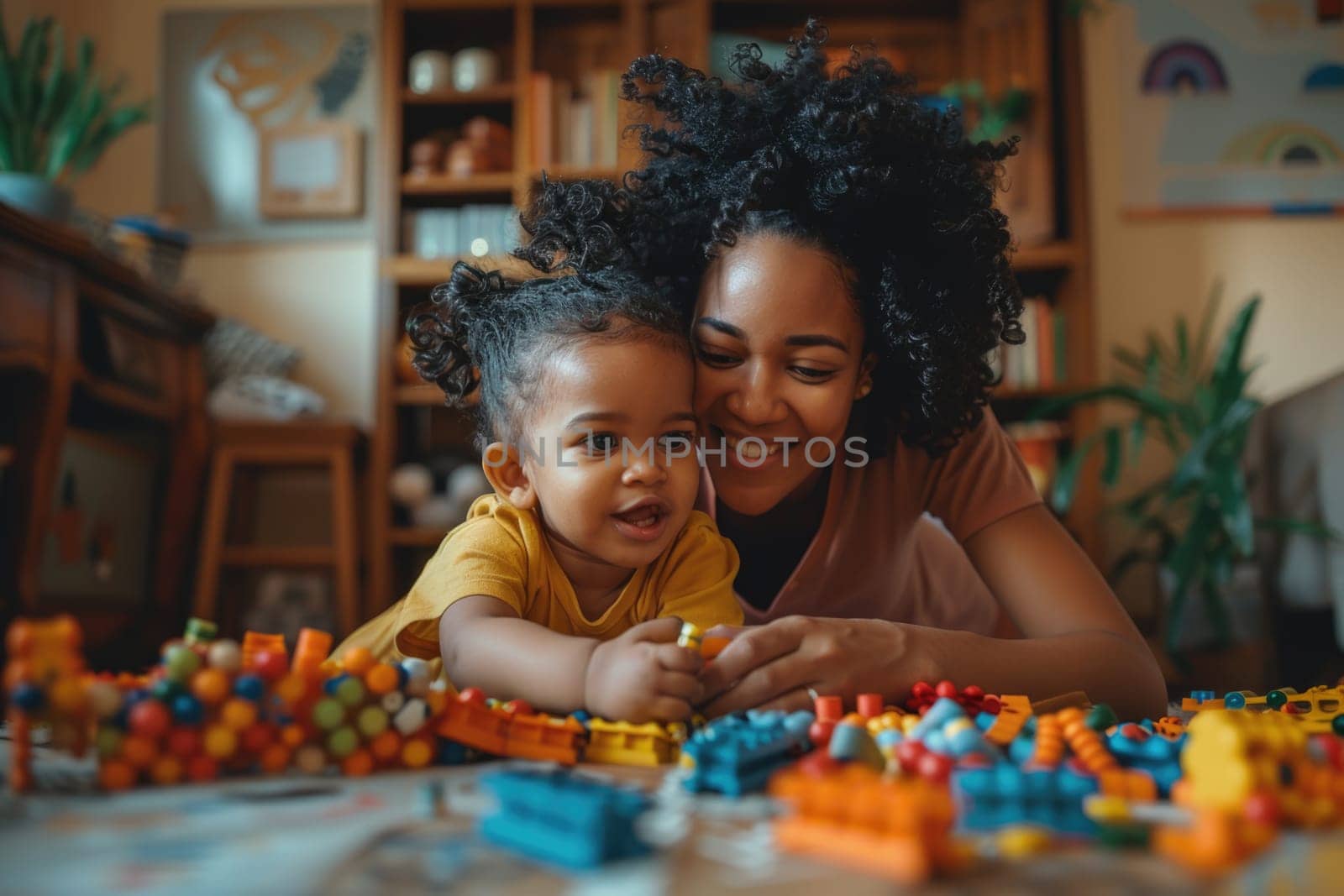 mother and her toddler playing games. ai generated by Desperada