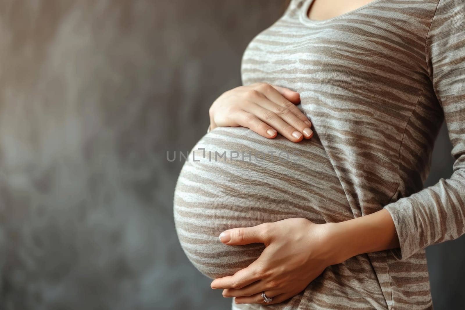 Young Pregnant woman holding belly. ai generated by Desperada