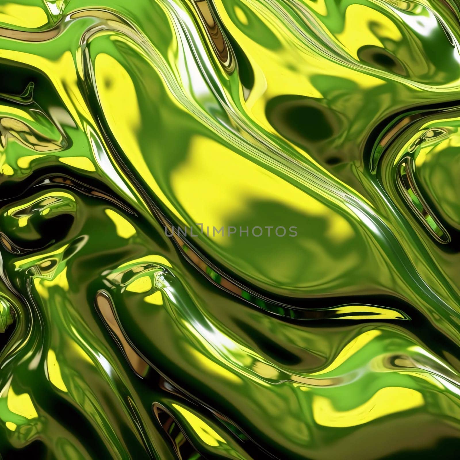 abstract background with smooth lines in green and yellow colors, digitally generated image by ThemesS