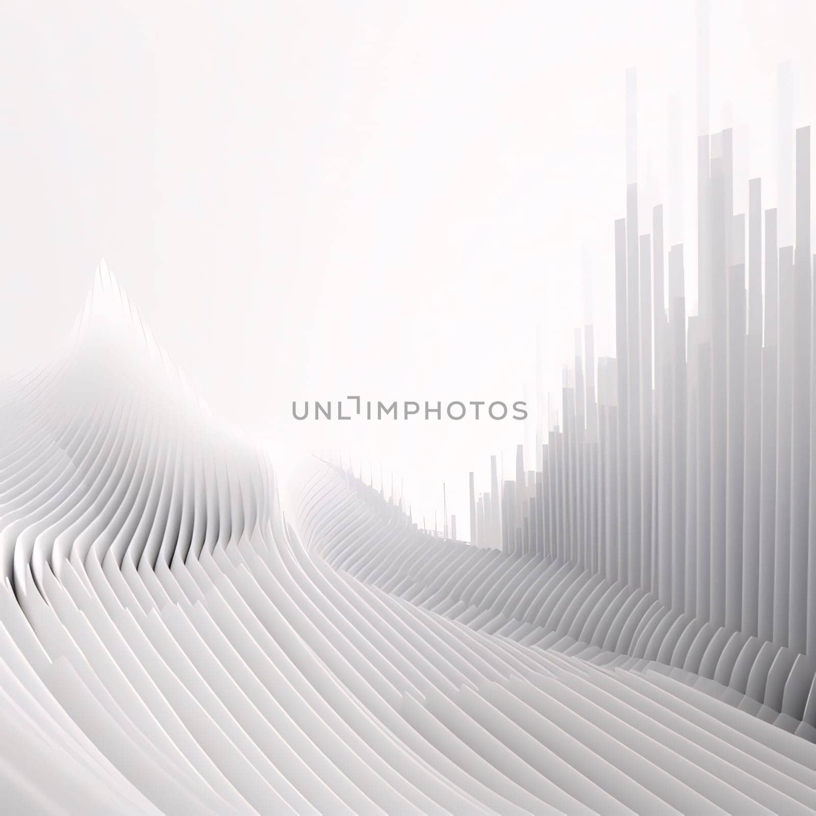 Abstract 3d rendering of white wavy background. Futuristic shape. by ThemesS