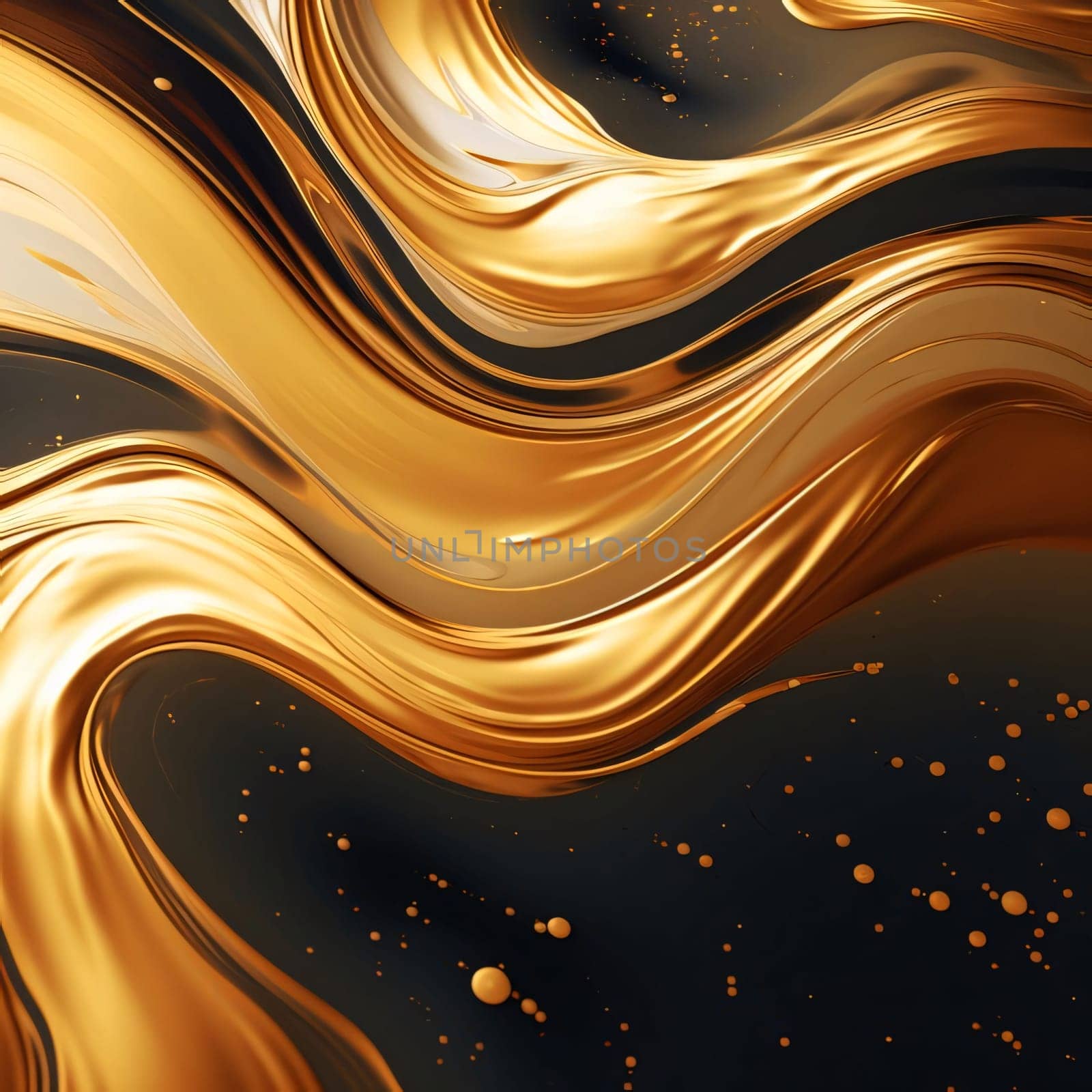 Abstract gold background with liquid splashes. 3d rendering, 3d illustration. by ThemesS