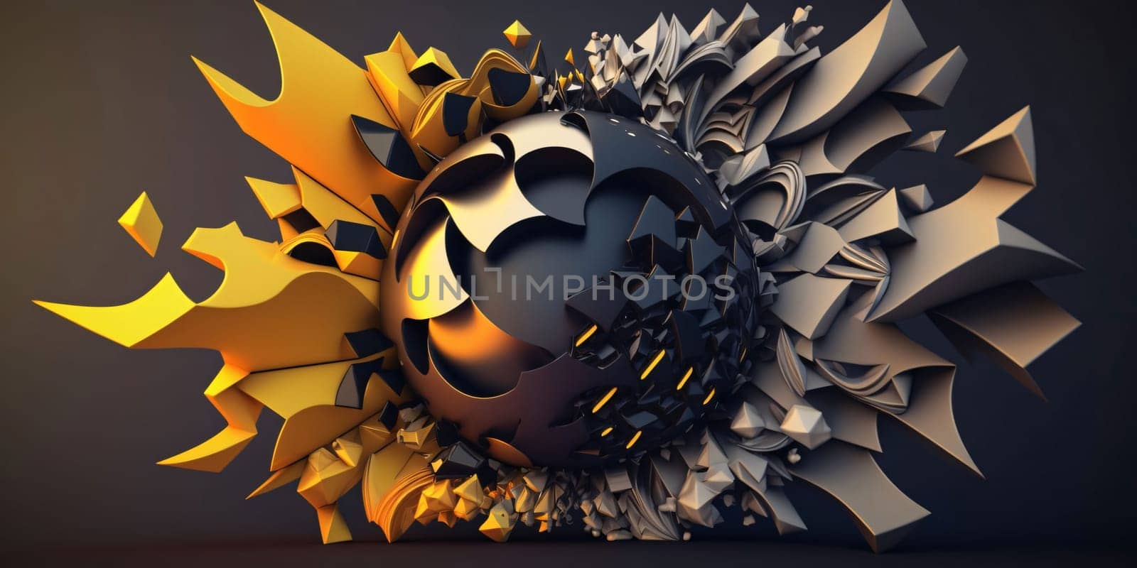 Abstract 3d rendering of chaotic shapes. Futuristic background design. by ThemesS