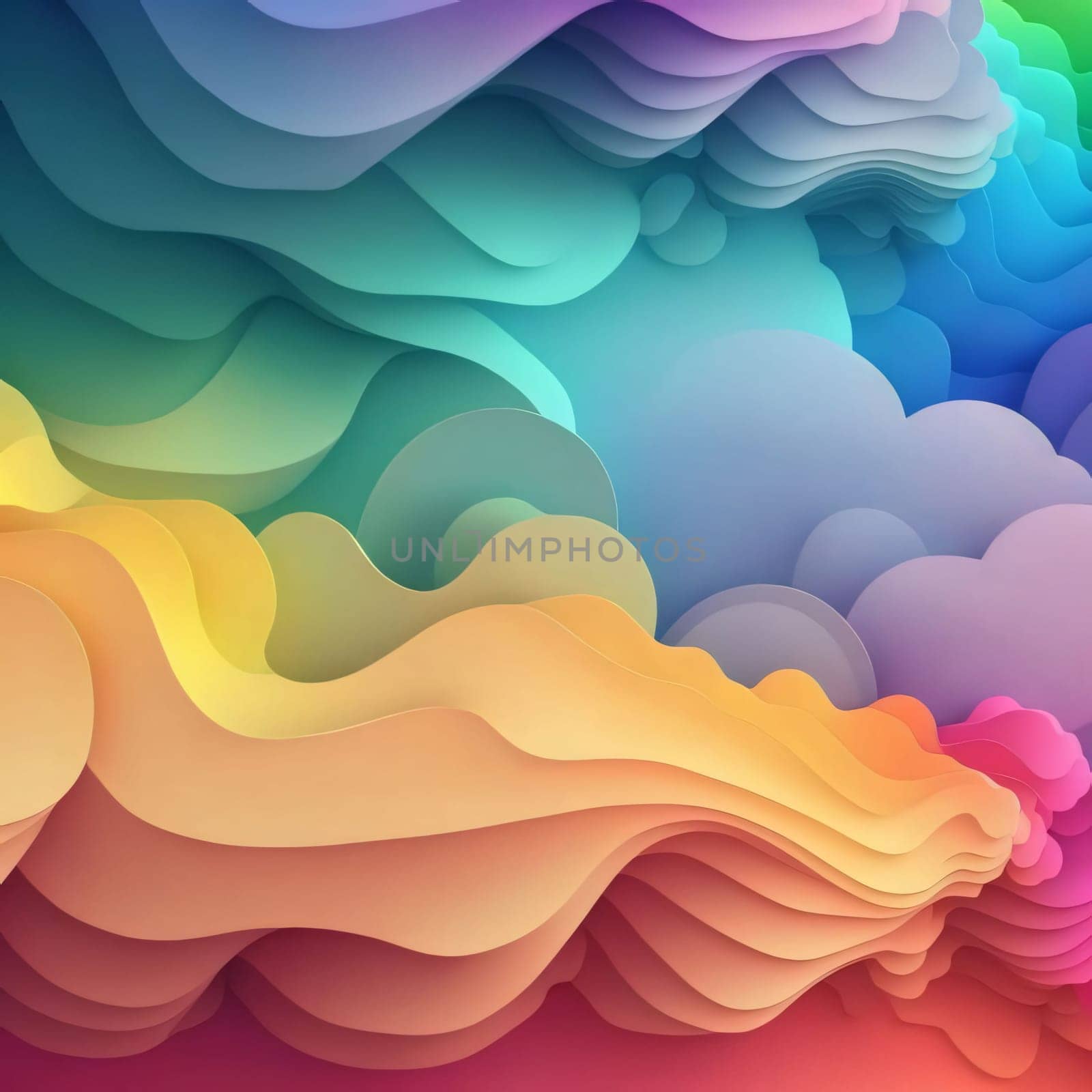 Abstract background design: Rainbow background with paper cut shapes. Vector illustration for your design