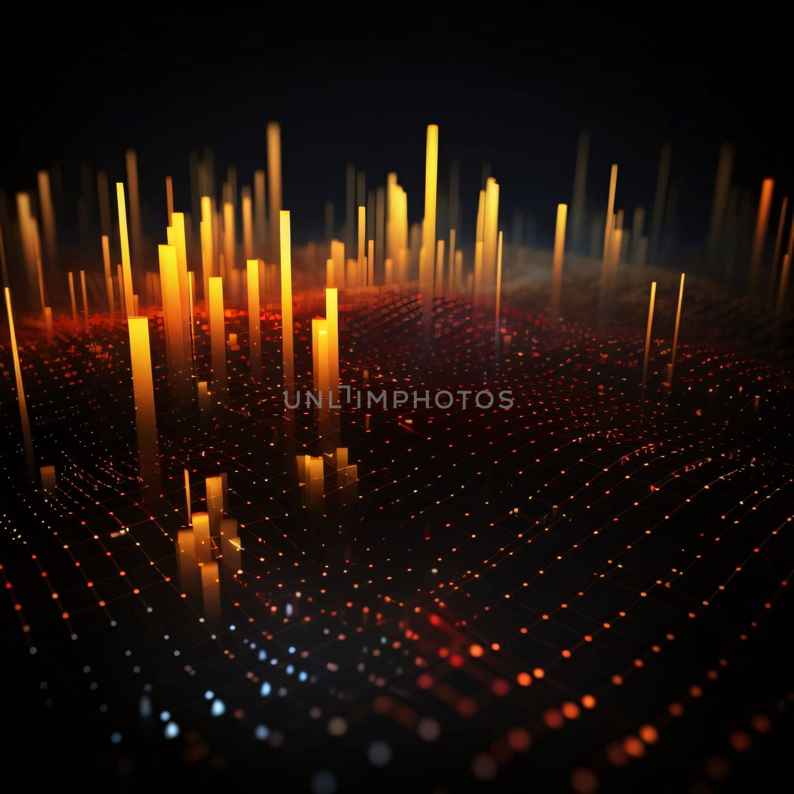 Abstract background design: abstract technology background, glowing lines and dots. 3d render