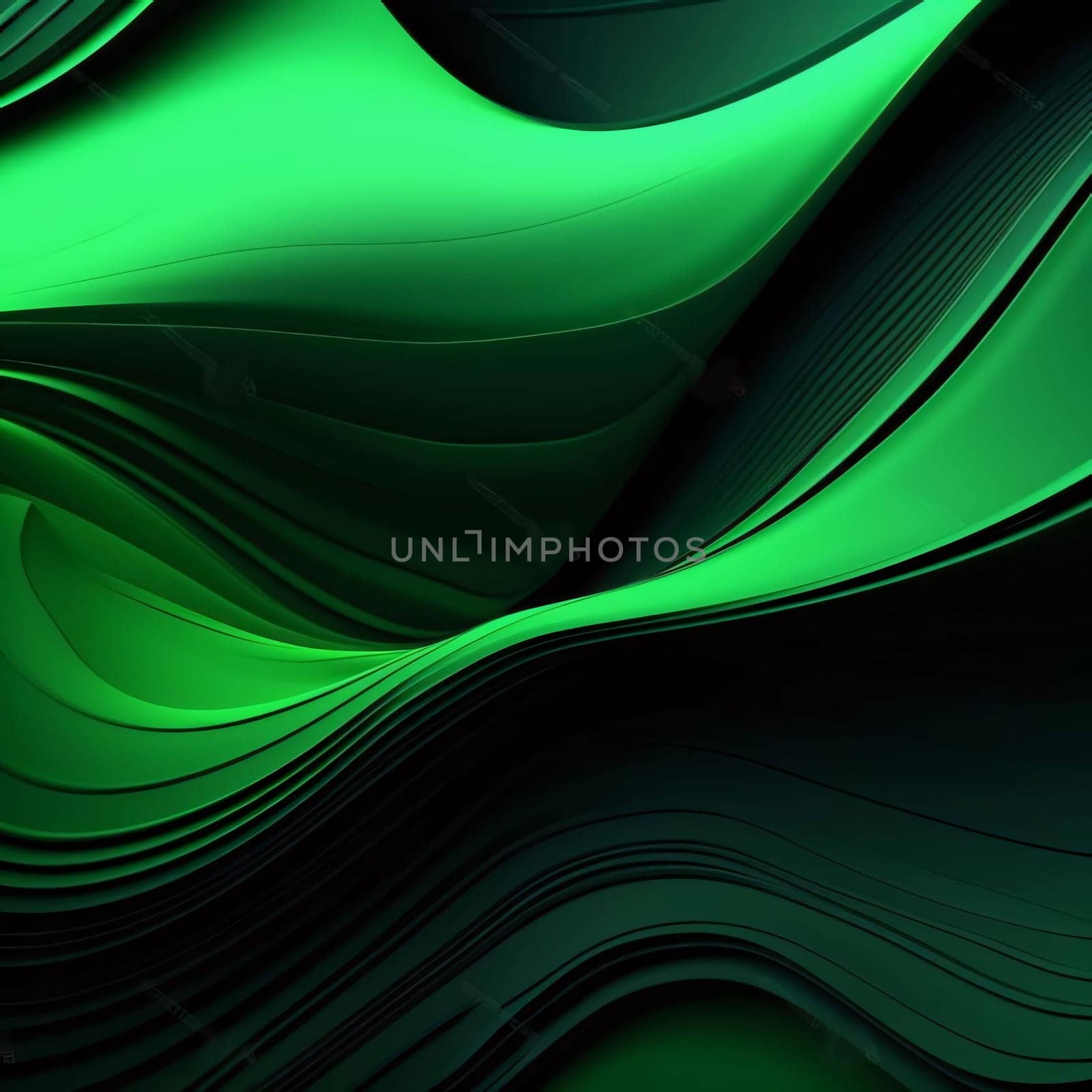 Abstract background design: abstract green background with smooth lines and waves, 3d render