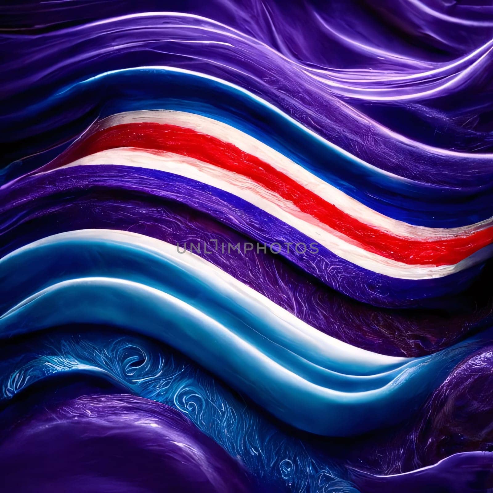 Abstract background design: 3d rendering of the flag of the United States of America in blue and purple