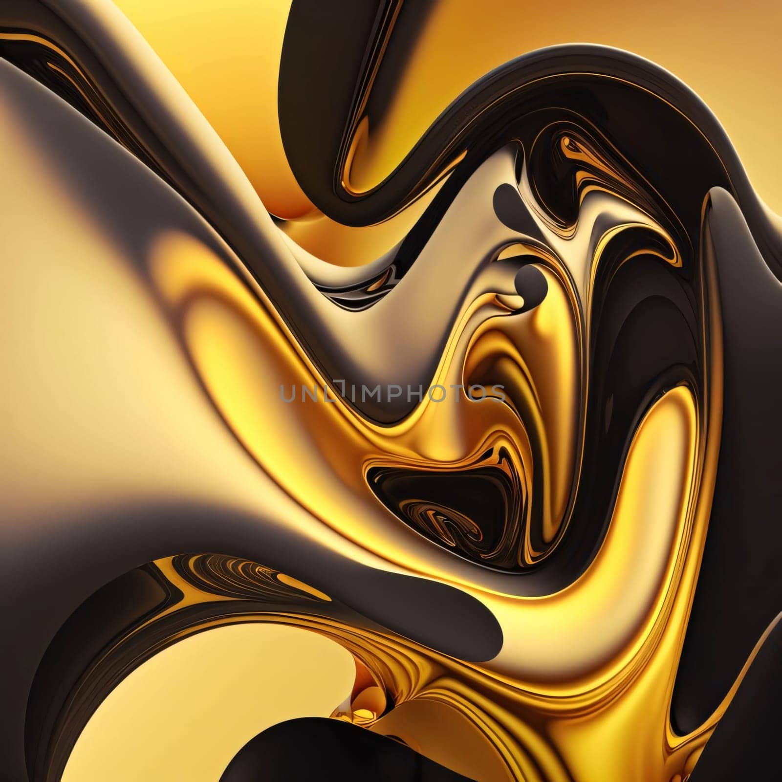 Abstract background design: 3d rendering of abstract gold and black background with smooth lines in it