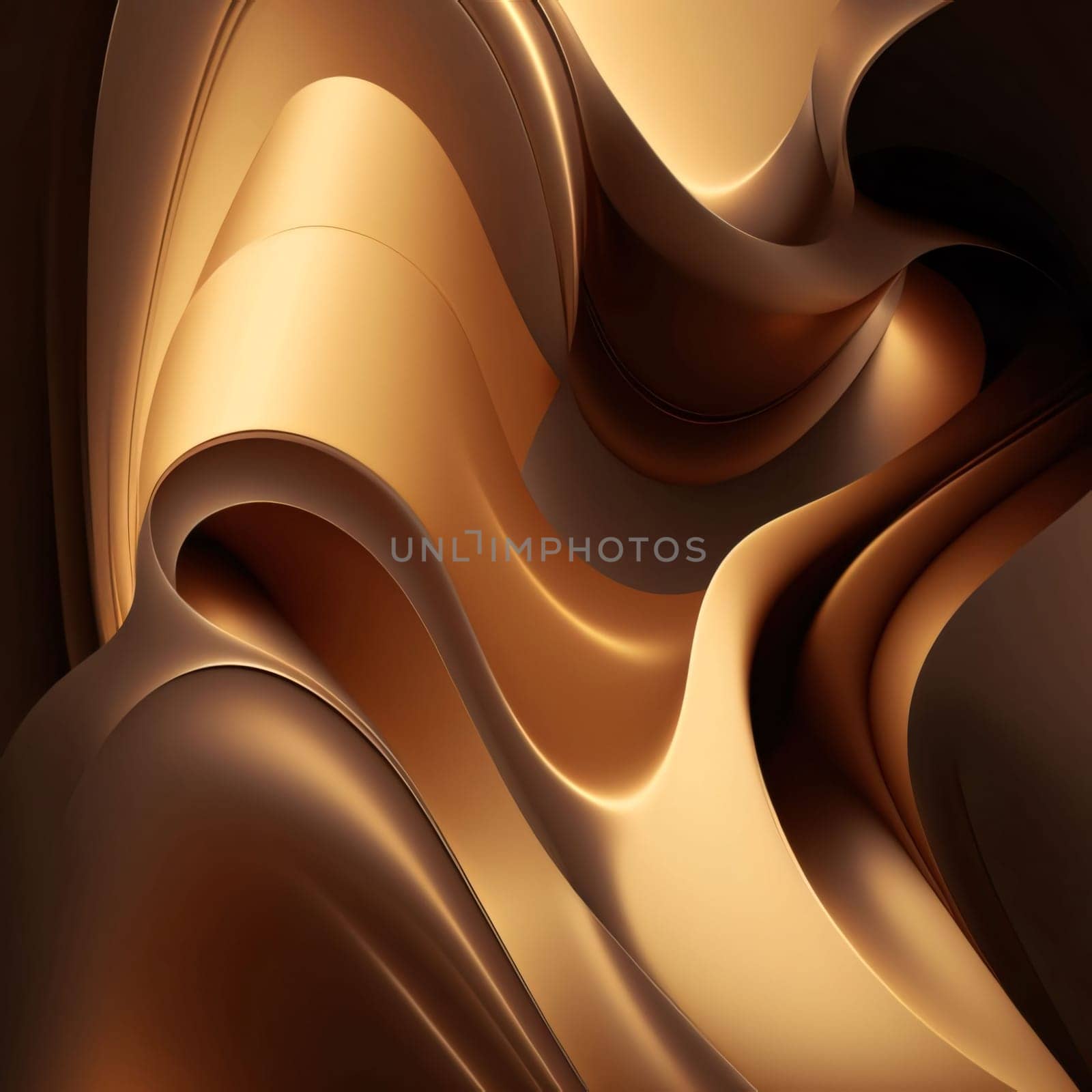 Abstract background design: 3d render of abstract background with smooth wavy lines in golden colors