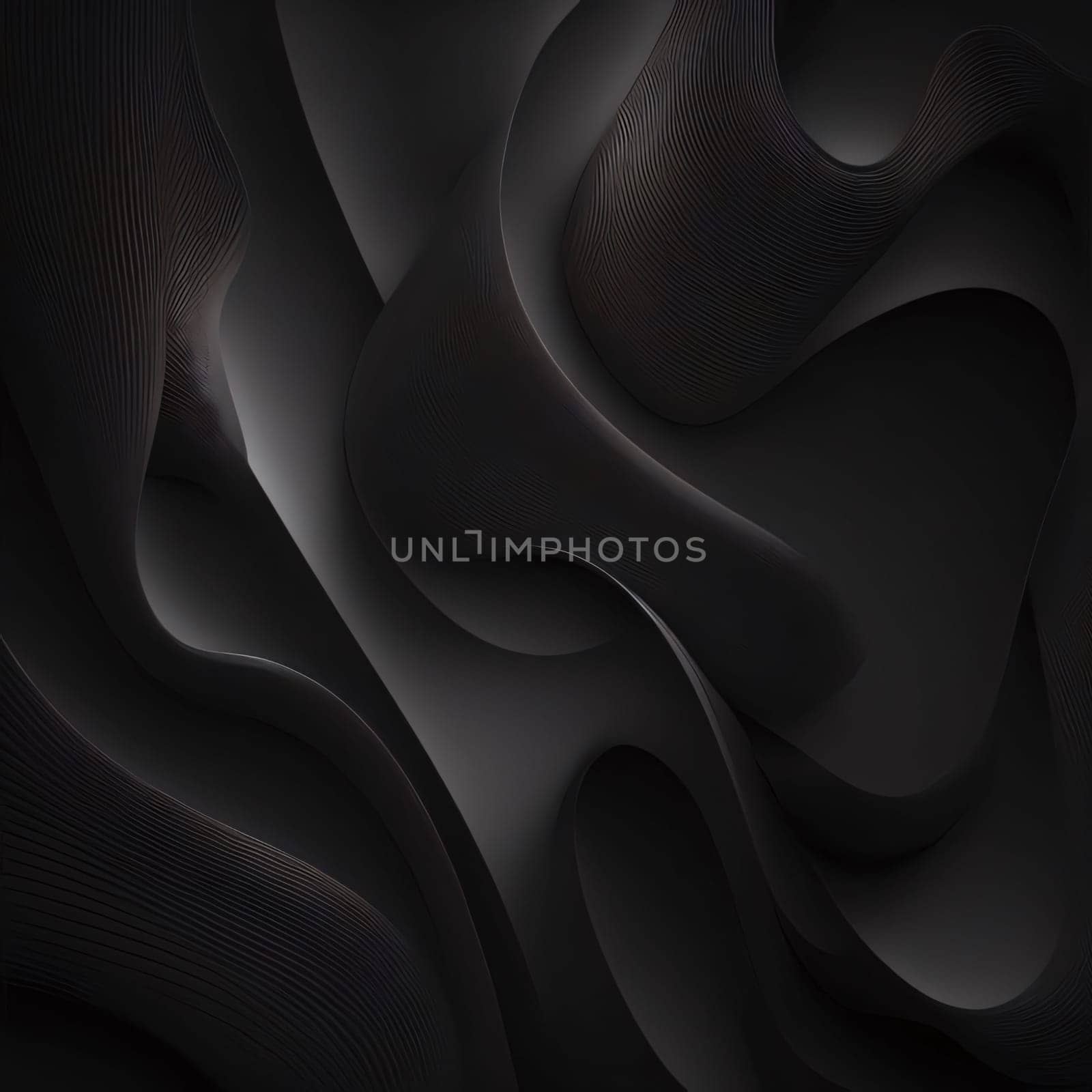 Abstract background design: Abstract black wavy background. 3d rendering, 3d illustration.