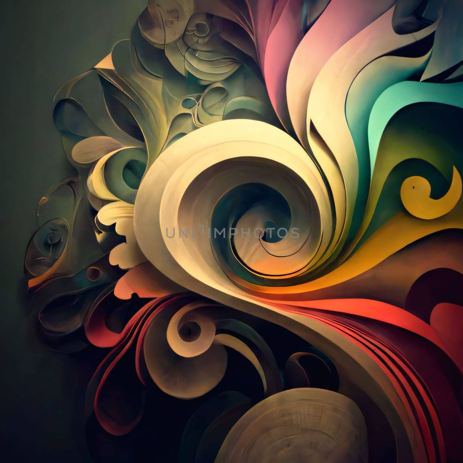 Abstract background design: abstract colorful background with swirls and curves. fractal art