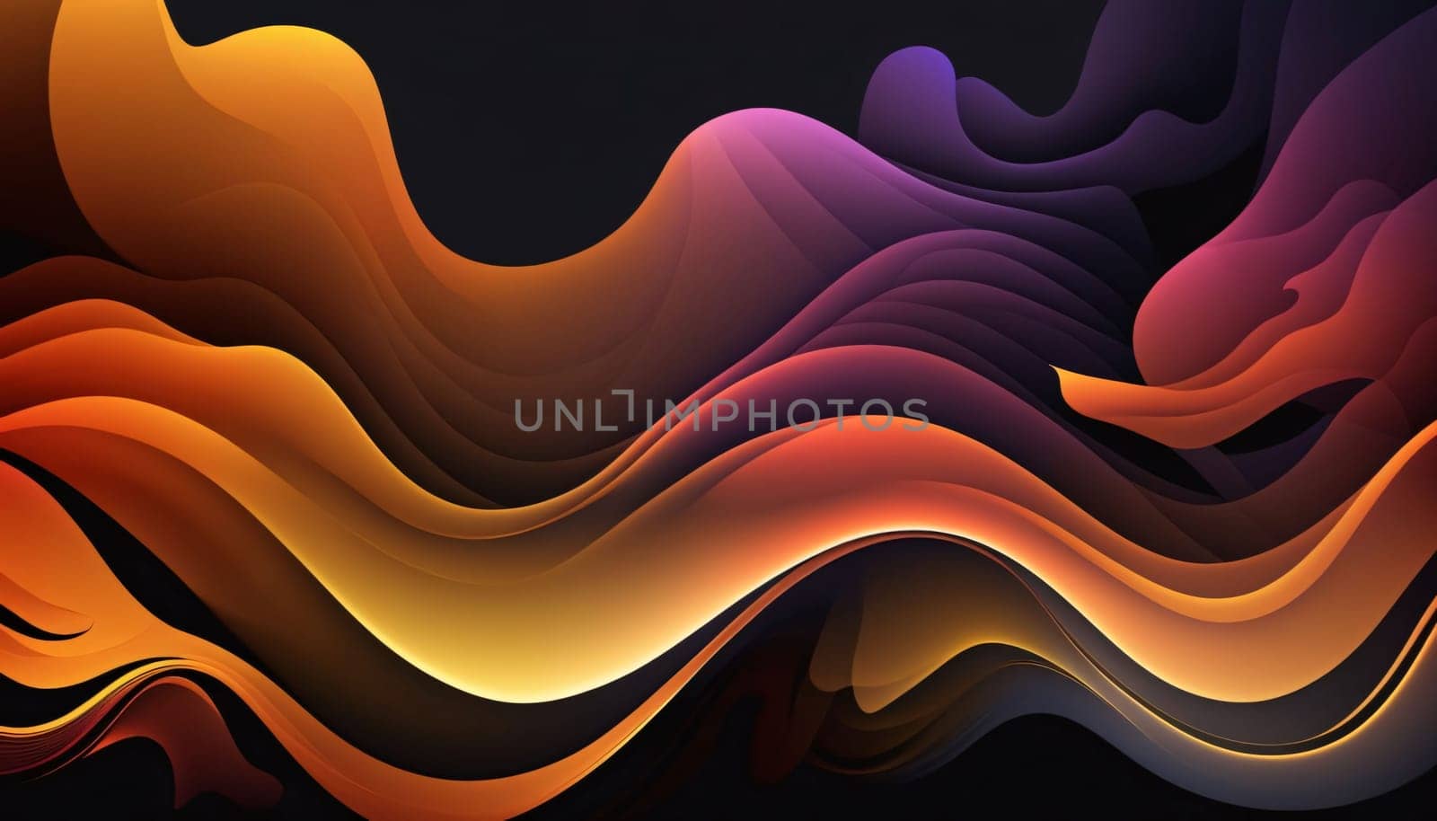 Abstract background design: abstract background with yellow, orange and purple gradient lines on black